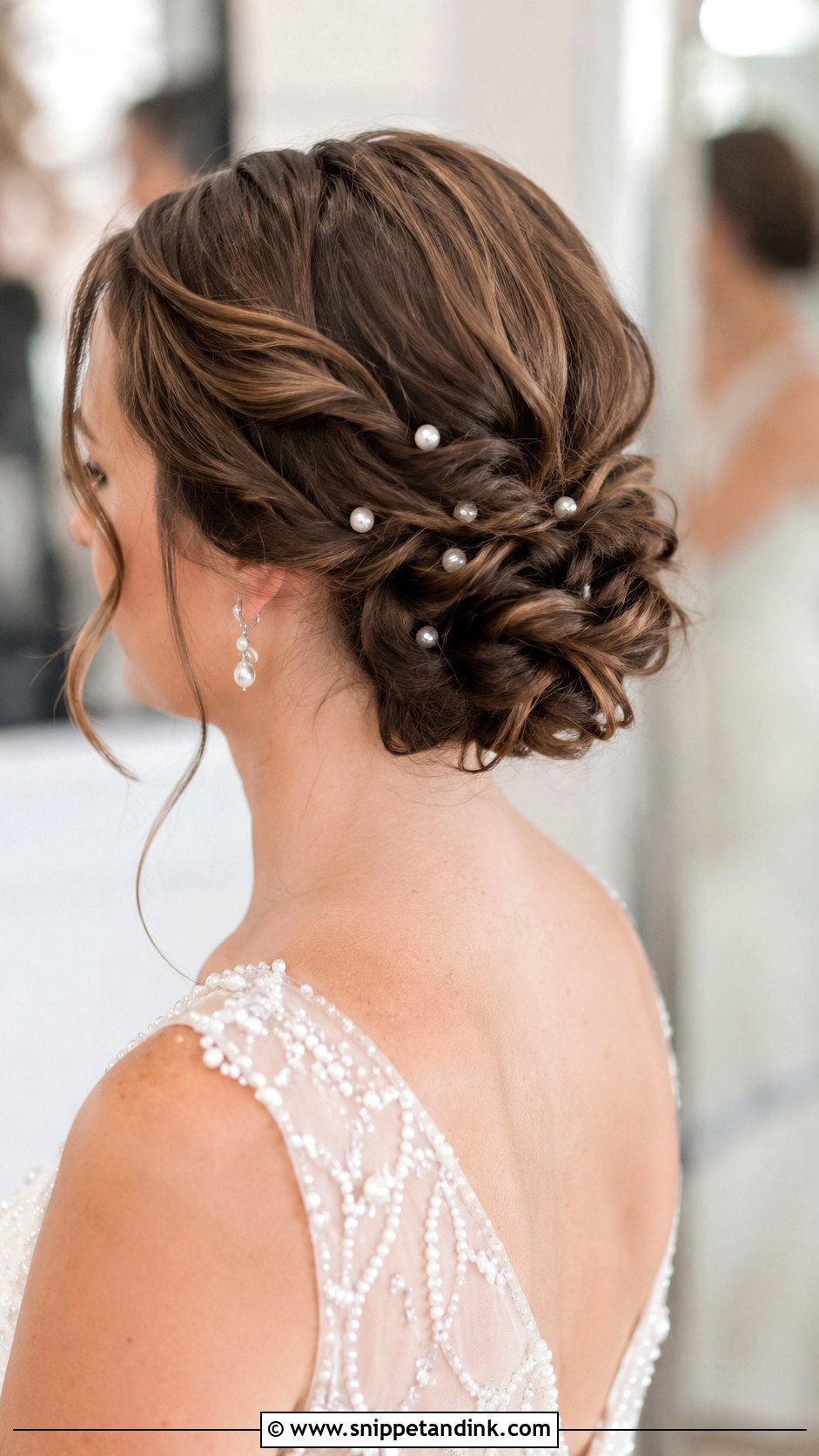 Twisted Low Bun With Pearls - Snippet and Ink - 35 Wedding Hair Updo Ideas