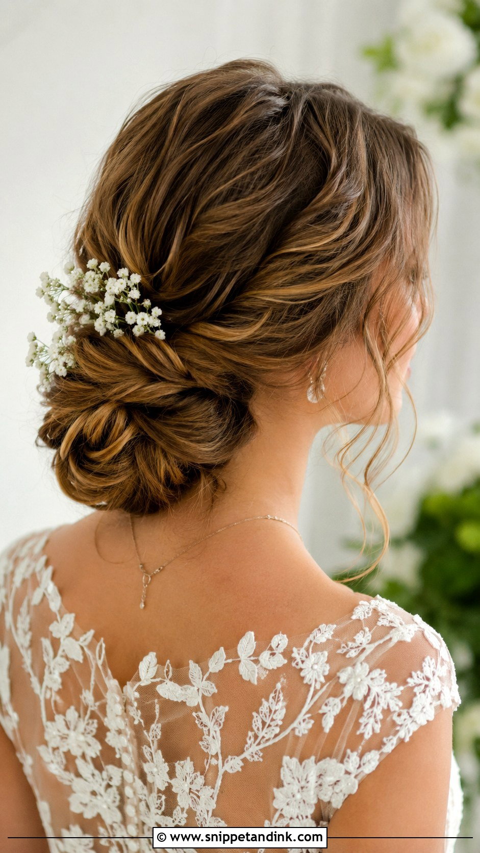 Twisted Low Bun With Tendrils - Snippet and Ink - 30 Bridal Hair Updo Ideas