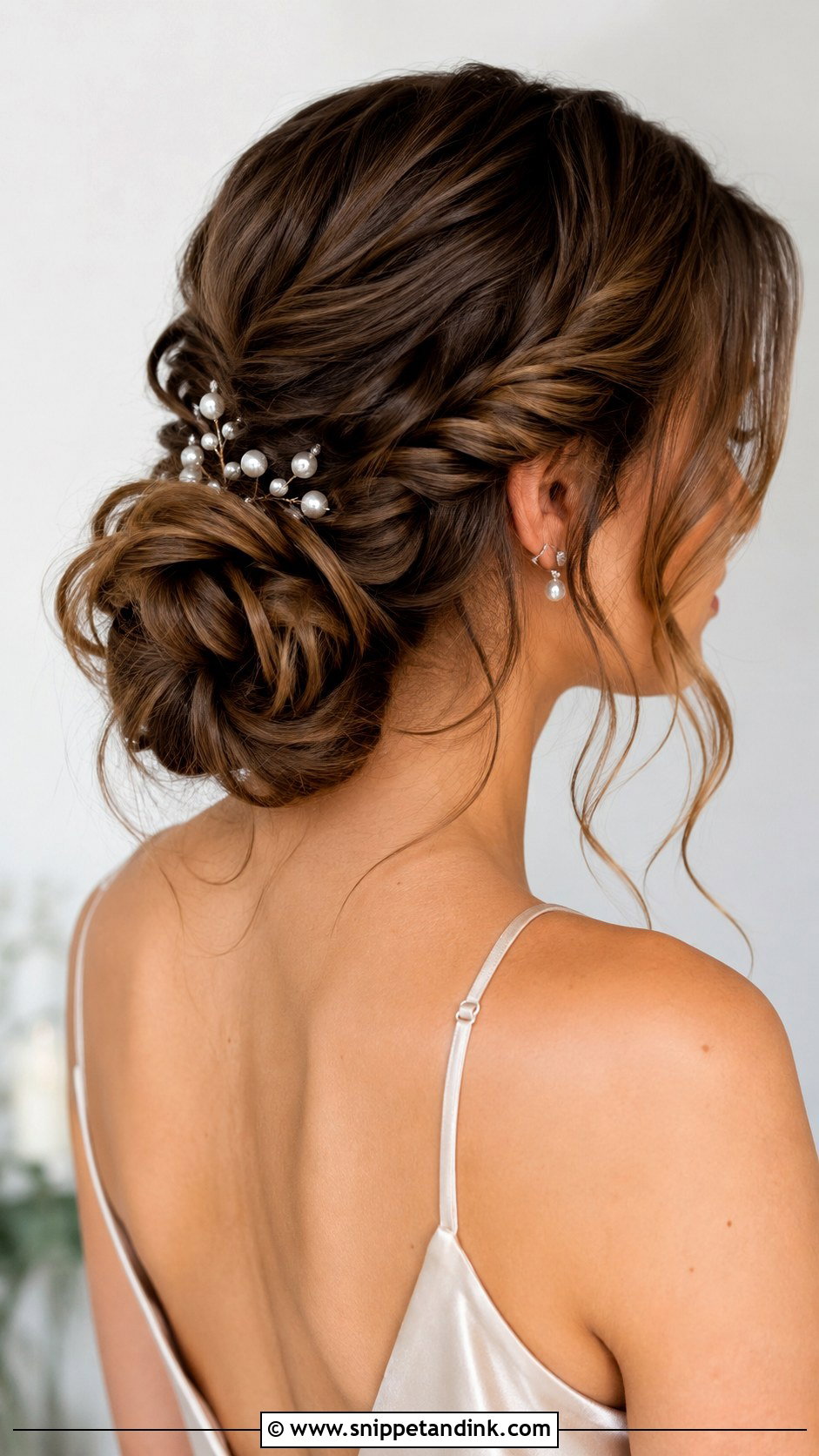 Twisted Low Bun With Tendrils - Snippet and Ink - 20 Glamorous Wedding Hair Ideas