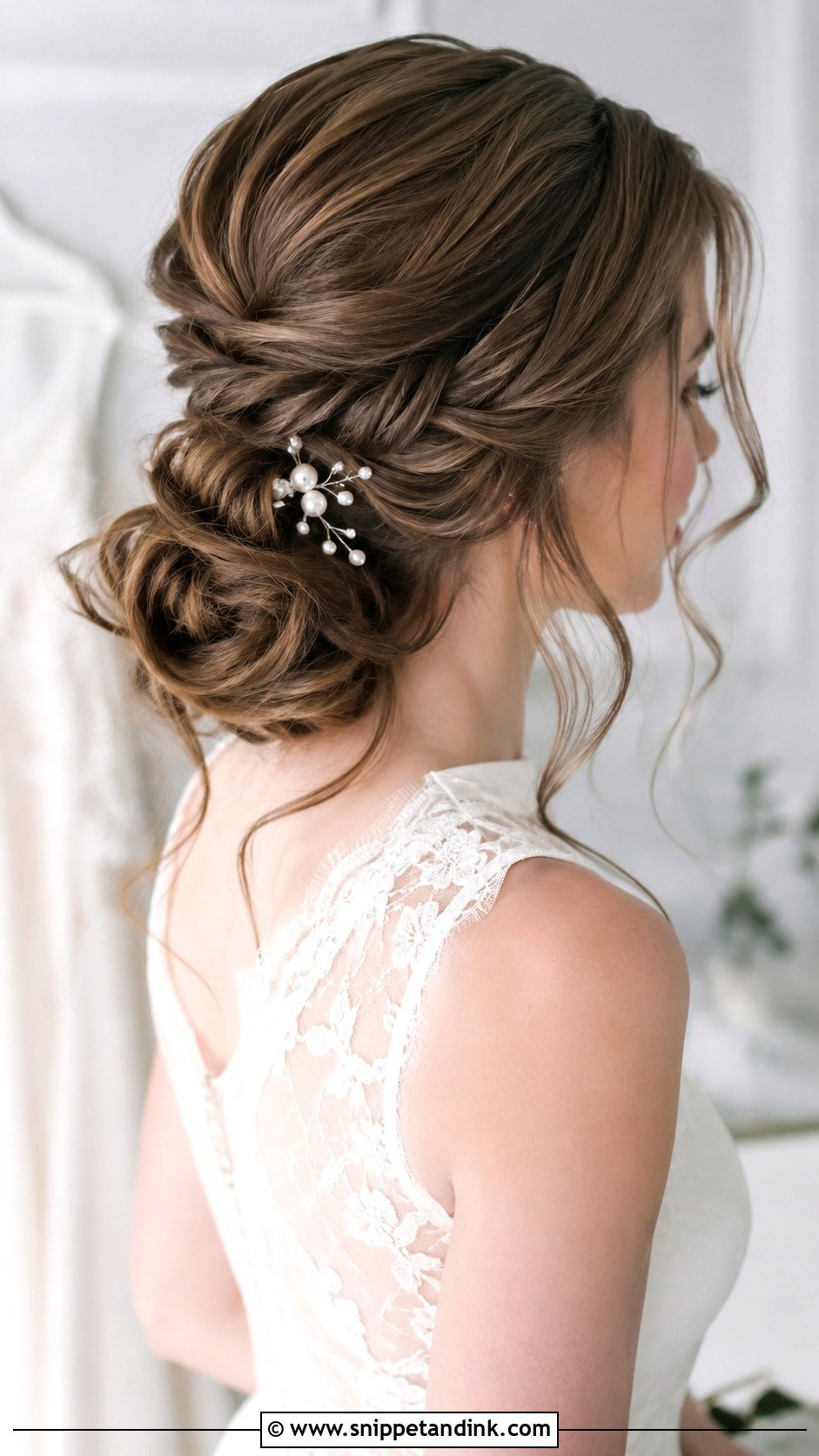 Twisted Low Bun With Tendrils - Snippet and Ink - 20 Hairstyles for Weddings the Bride