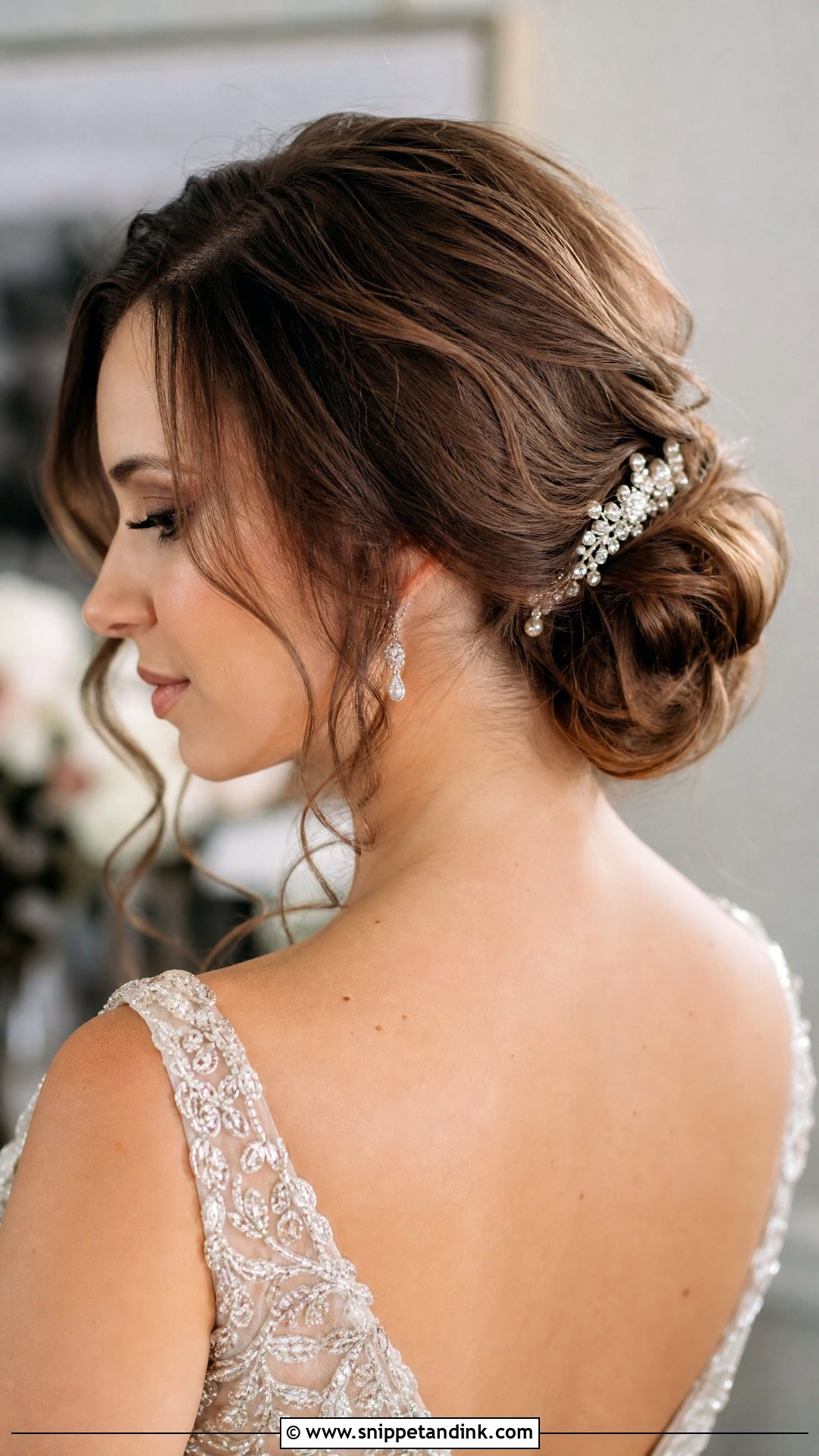 Twisted Low Bun With Tendrils - Snippet and Ink - 20 Wedding Guest Long Hairstyles