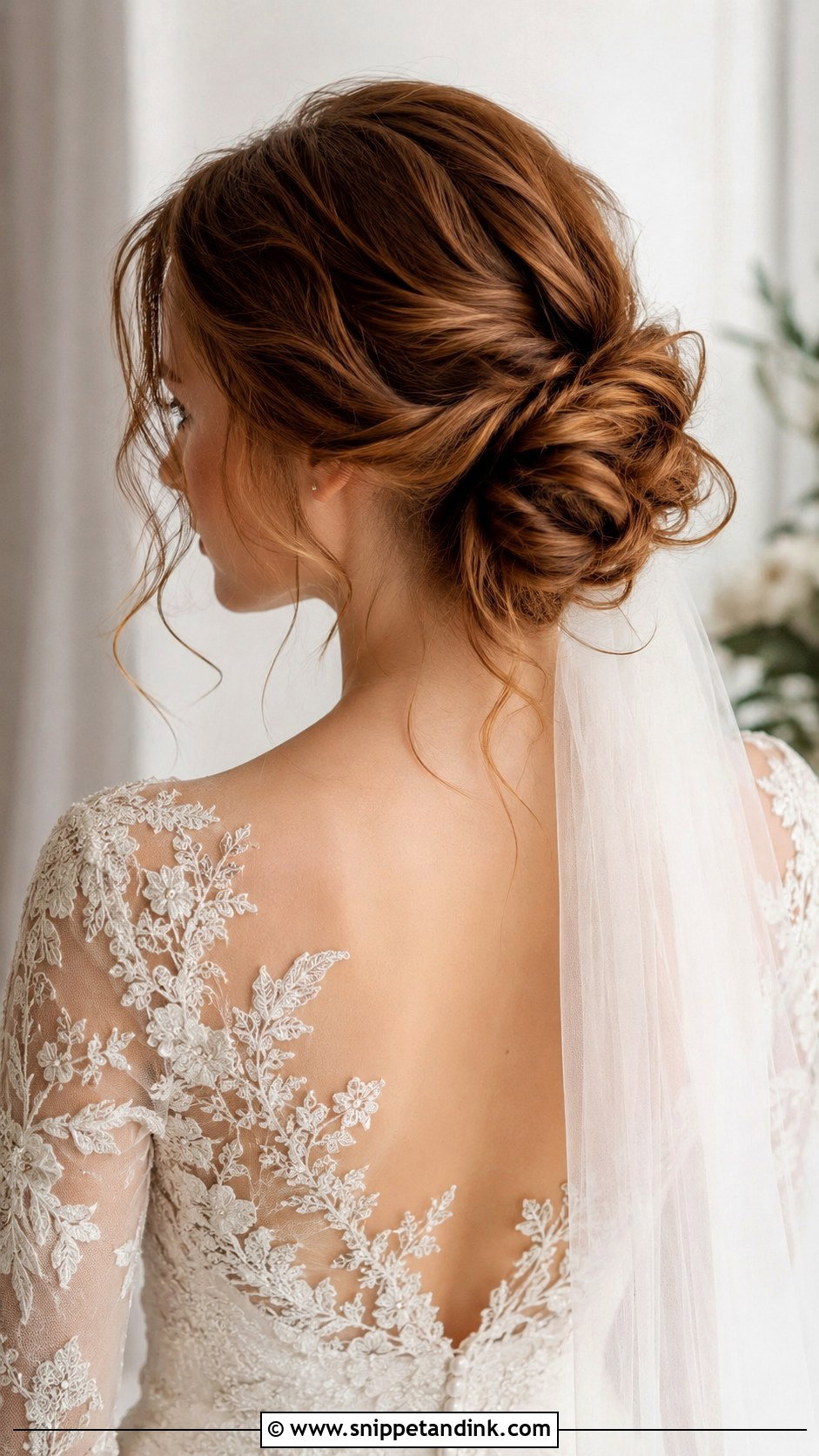 Twisted Low Bun With Tendrils - Snippet and Ink - 25 Bridal Up Do Ideas