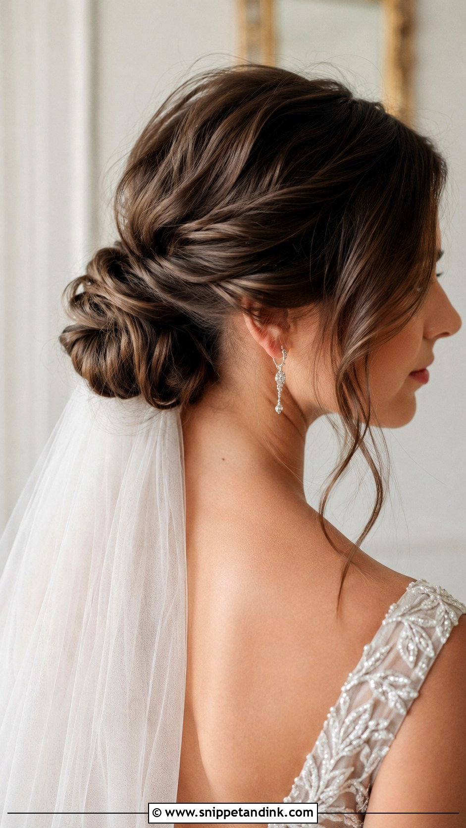 Twisted Low Bun With Veil Under - Snippet and Ink - 25 Veil Under Updo Ideas