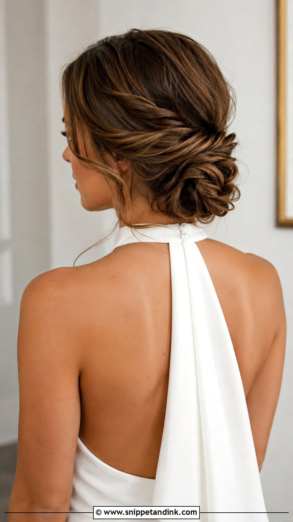 Twisted Low Bun for Halter Gown - Snippet and Ink - 20 Halter Neck Wedding Hairstyles