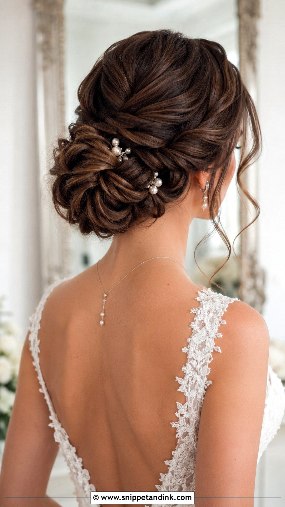 Twisted Low Bun for Medium Length Hair - Snippet and Ink - 20 Bridal Hair for Medium Length Ideas