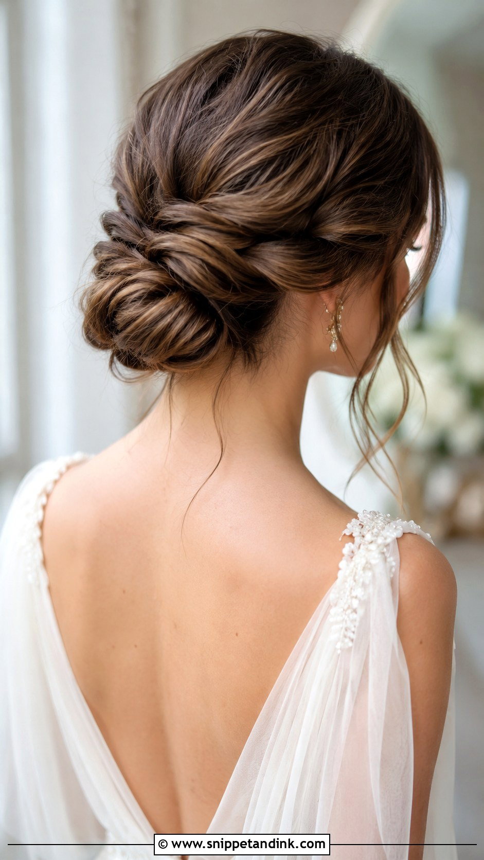 Twisted Low Bun for Weddings - Snippet and Ink - 30 Wedding Hair Bun Ideas