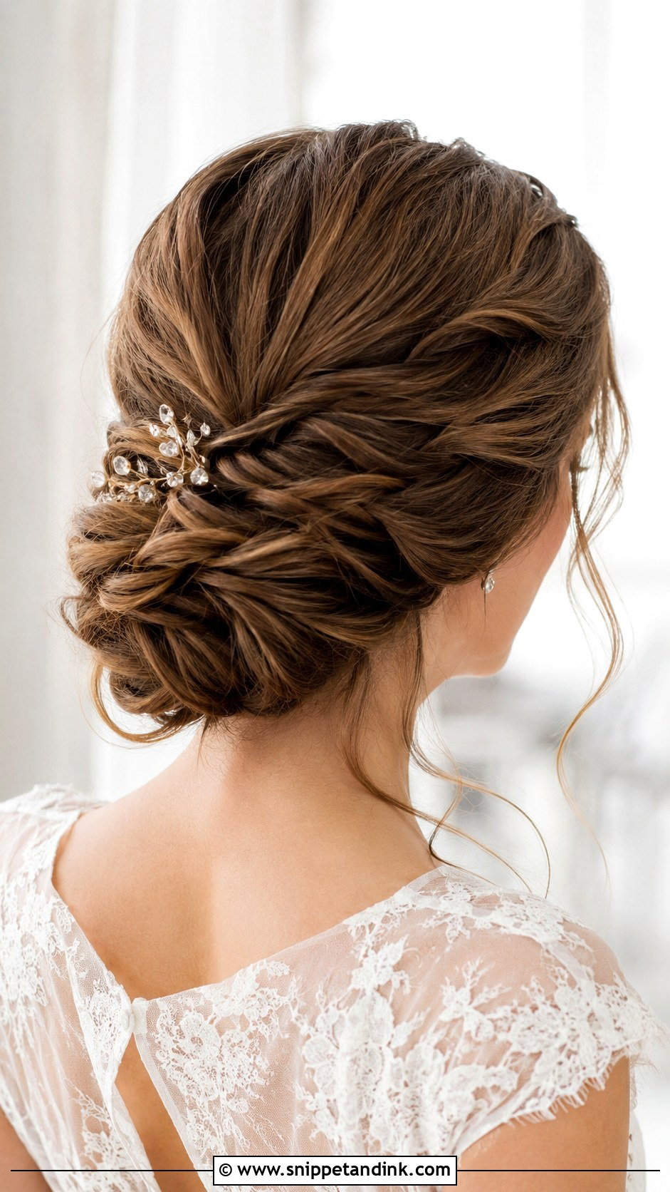 Twisted Low Bun for Weddings - Snippet and Ink - 20 Romantic Wedding Updo Ideas