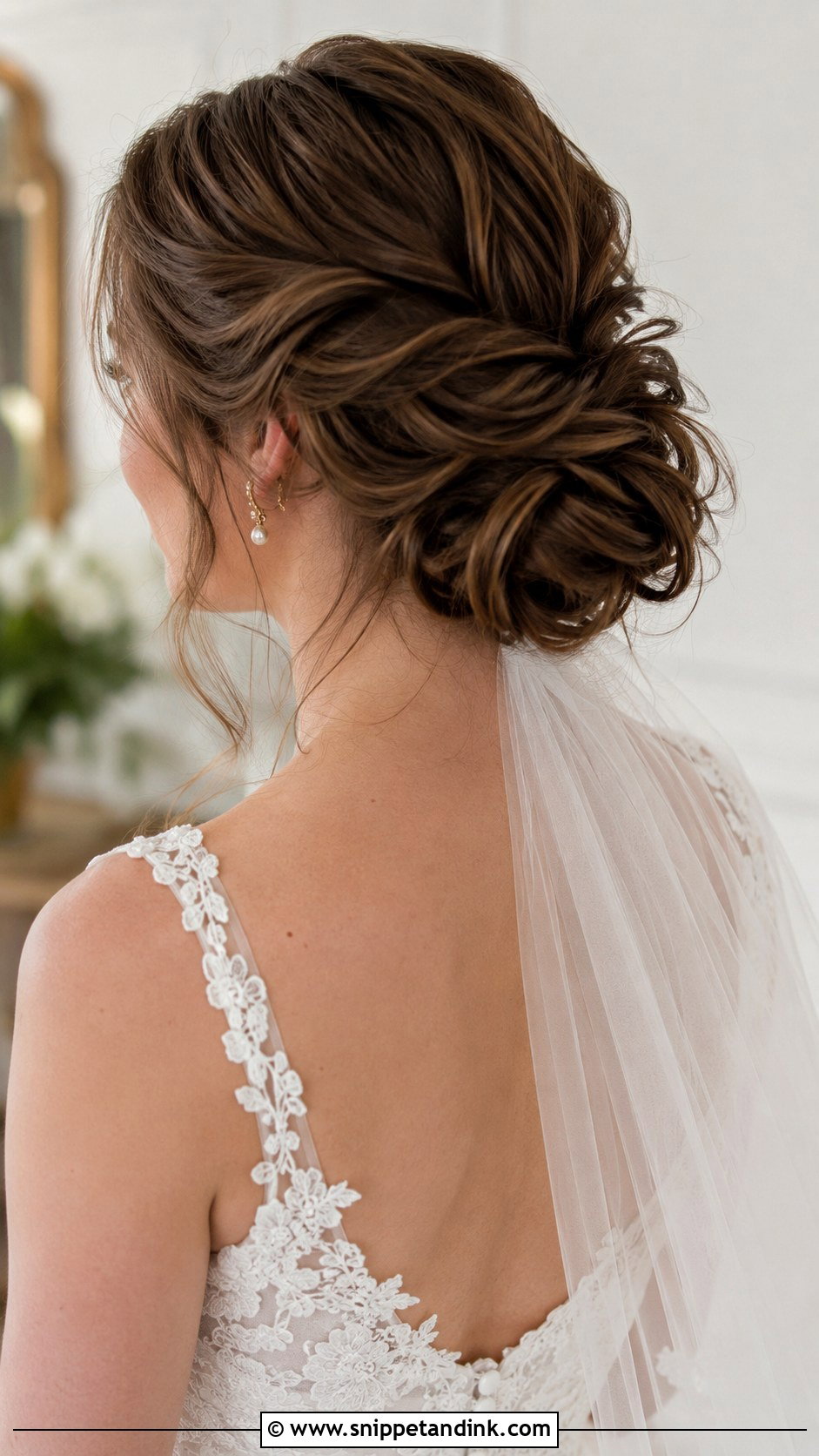 Twisted Low Chignon - Snippet and Ink - 25 Medium Length Bridal Hair Ideas