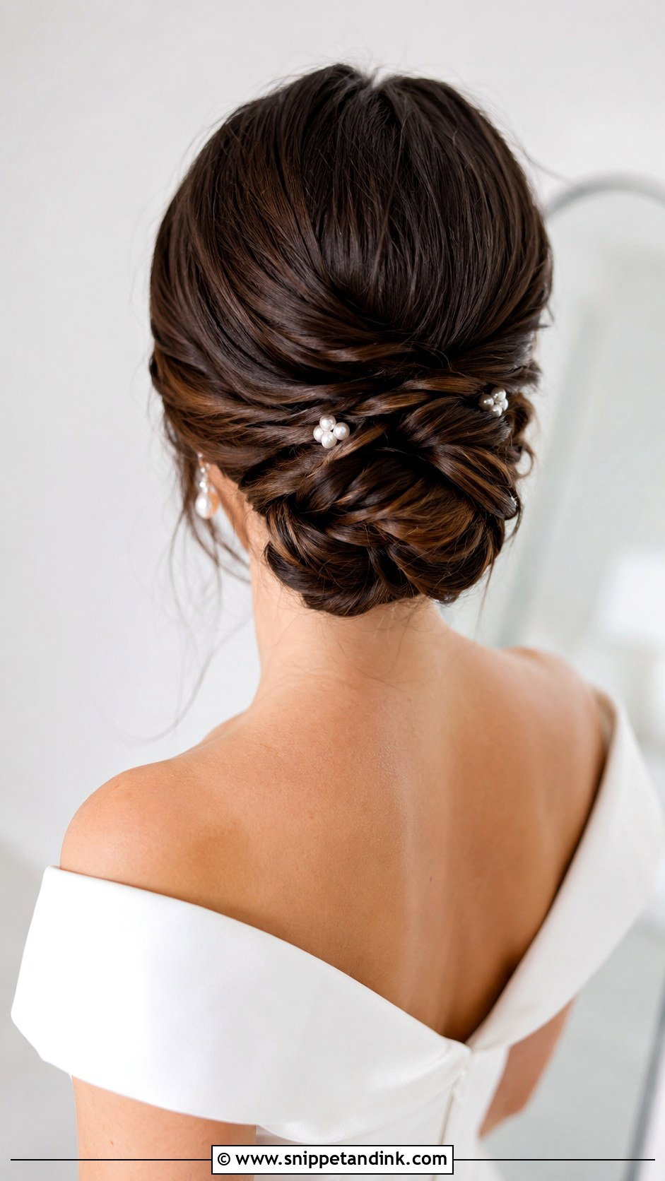 Twisted Low Chignon - Snippet and Ink - 25 Hailey Bieber Wedding Hair Ideas
