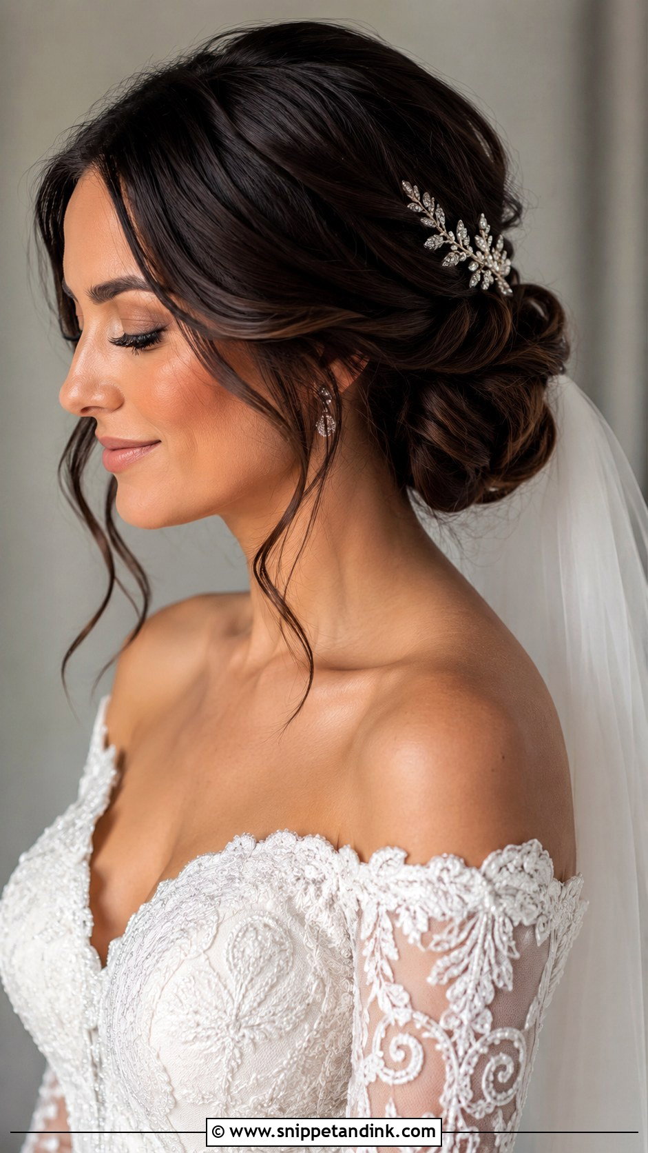 Twisted Low Chignon For Brides - Snippet and Ink - 25 Short Bridal Hair Shoulder Length Ideas