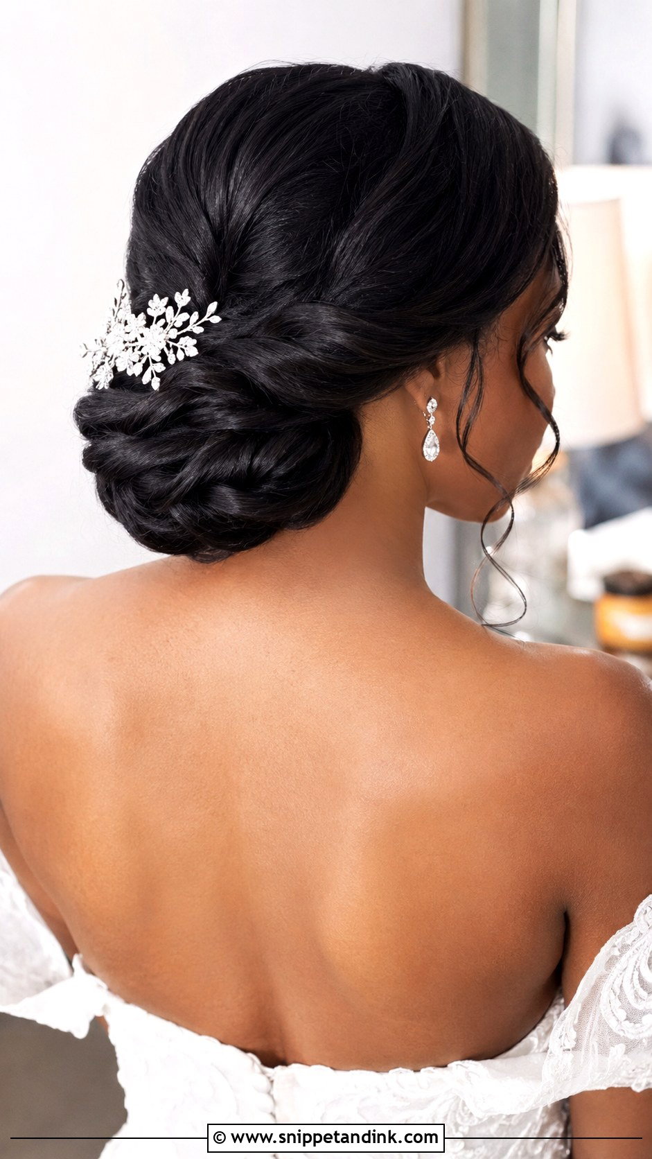 Twisted Low Chignon - Snippet and Ink - 20 Black Hair Wedding Hairstyles