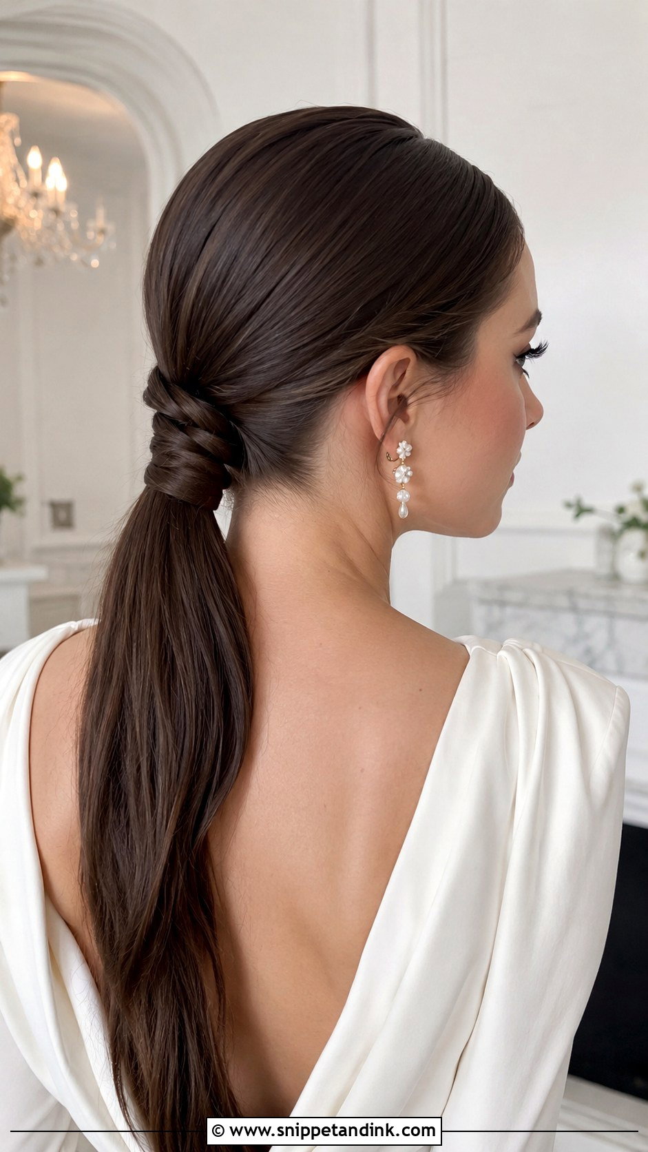 Twisted Low Ponytail - Snippet and Ink - 25 Long Bridal Hair Ideas