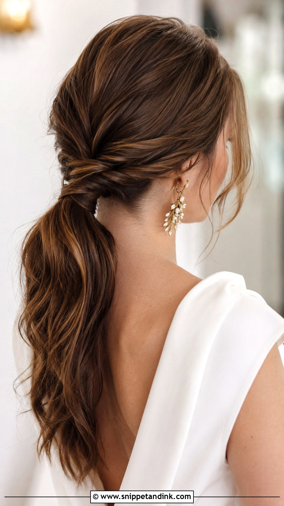 Twisted Low Ponytail - Snippet and Ink - 35 Bridal Updo Ideas