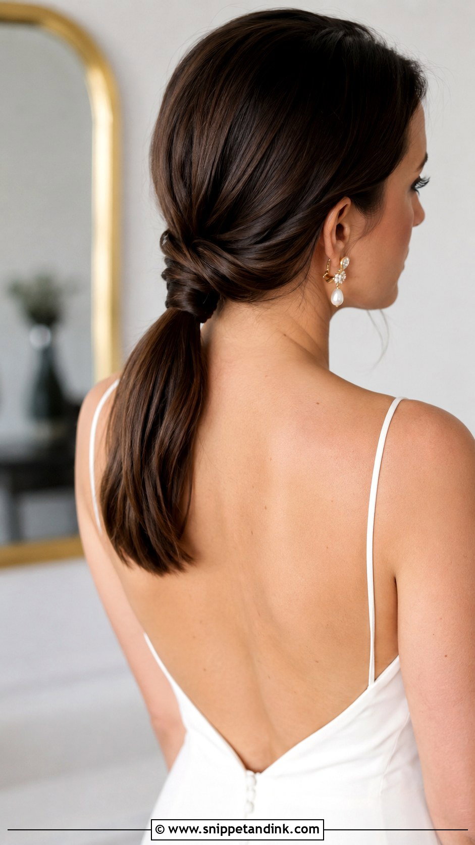 Twisted Low Ponytail - Snippet and Ink - 20 Long Hair Bride Hairstyles