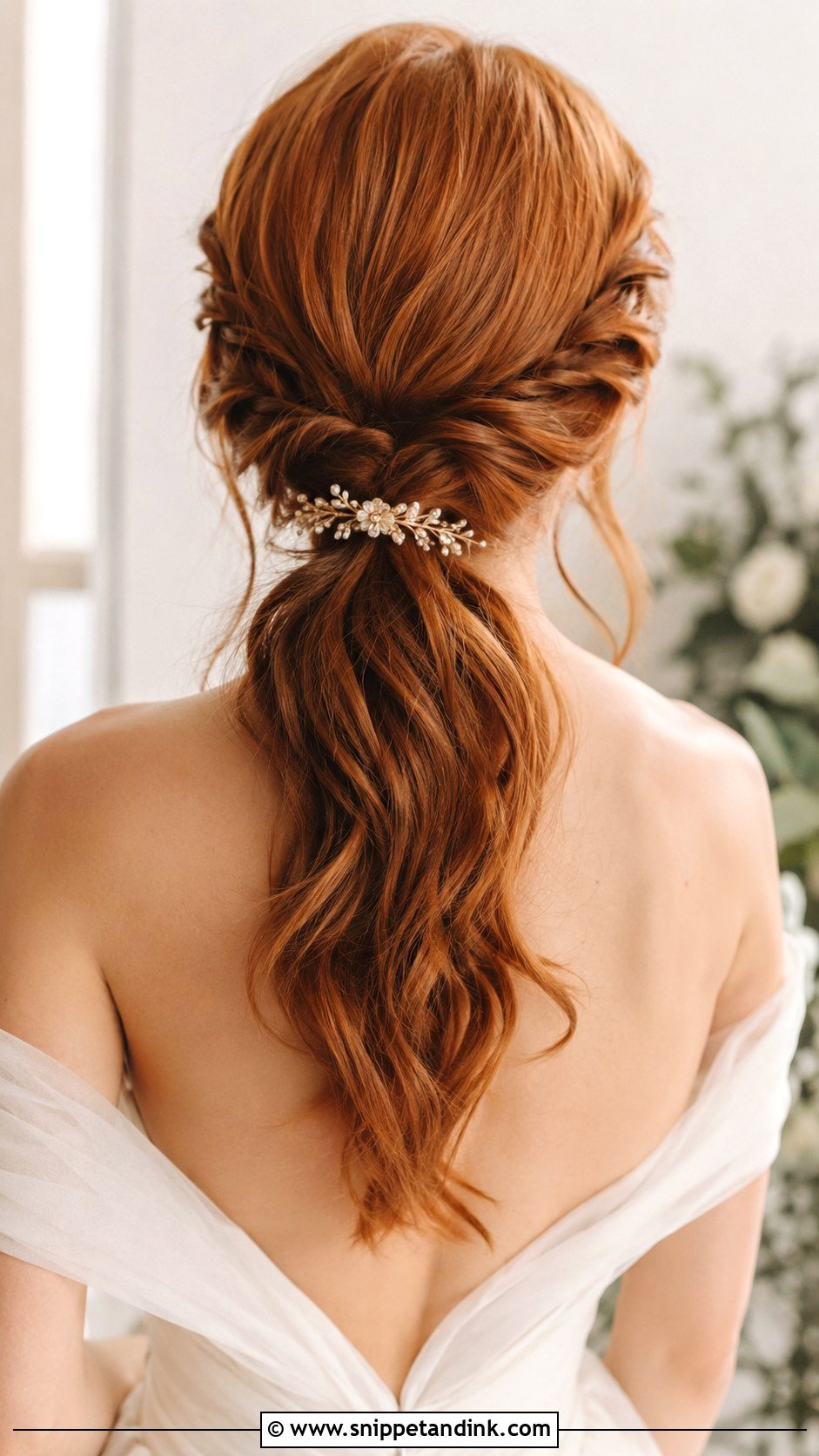 Twisted Low Ponytail Wedding Hair - Snippet and Ink - 25 Low Ponytail Wedding Hair Ideas