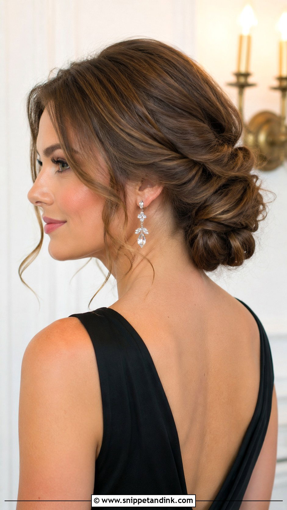 Twisted Low Updo - Snippet and Ink - 20 Rehearsal Dinner Hair for Bride Ideas
