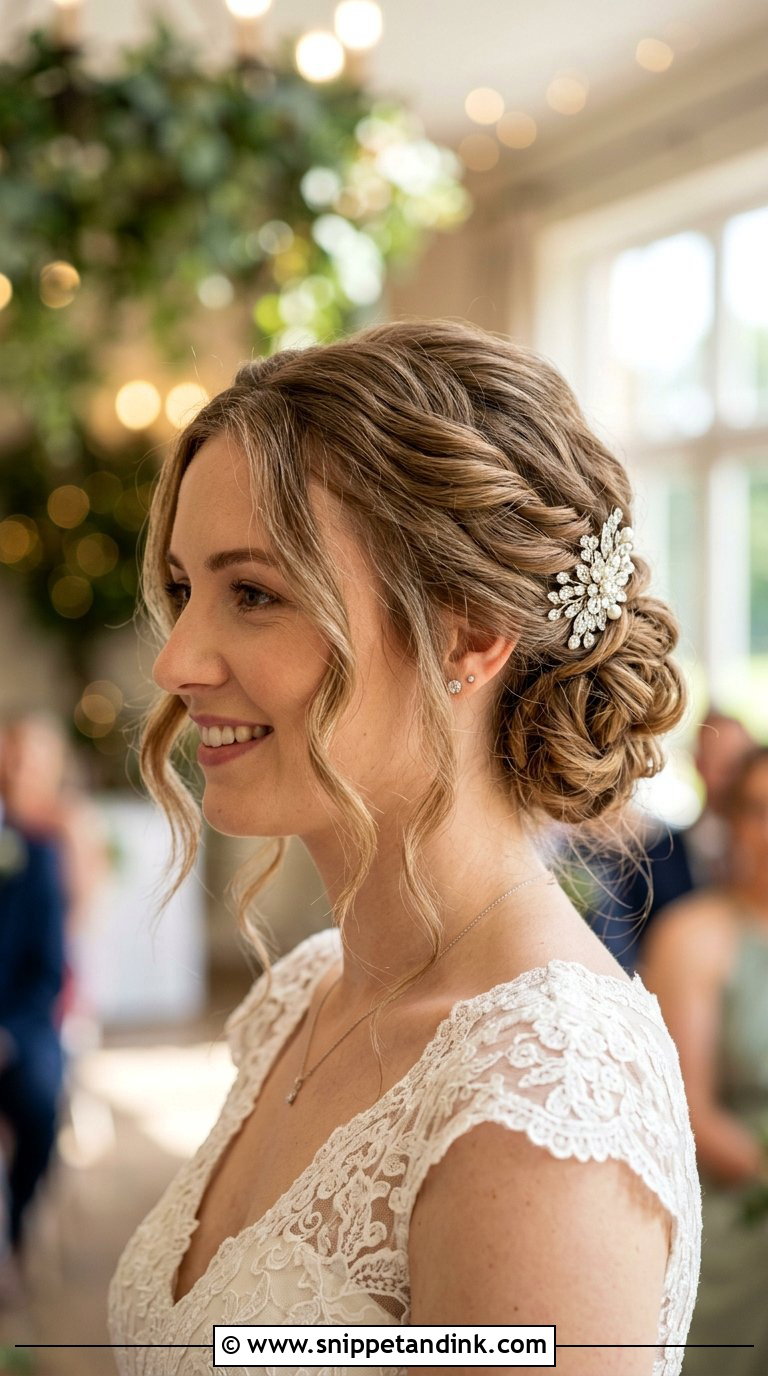 Twisted Low Updo Bridal Hairstyle - Snippet and Ink - 20 Bridal Hairstyles Front View