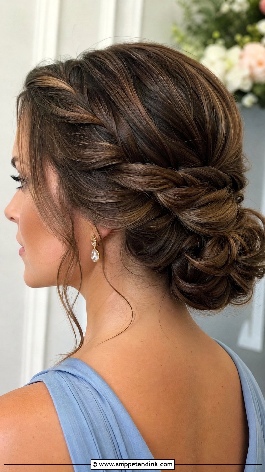 Twisted Low Updo For Medium Hair - Snippet and Ink - 15 Easy Medium Hair Wedding Guest Updo Ideas