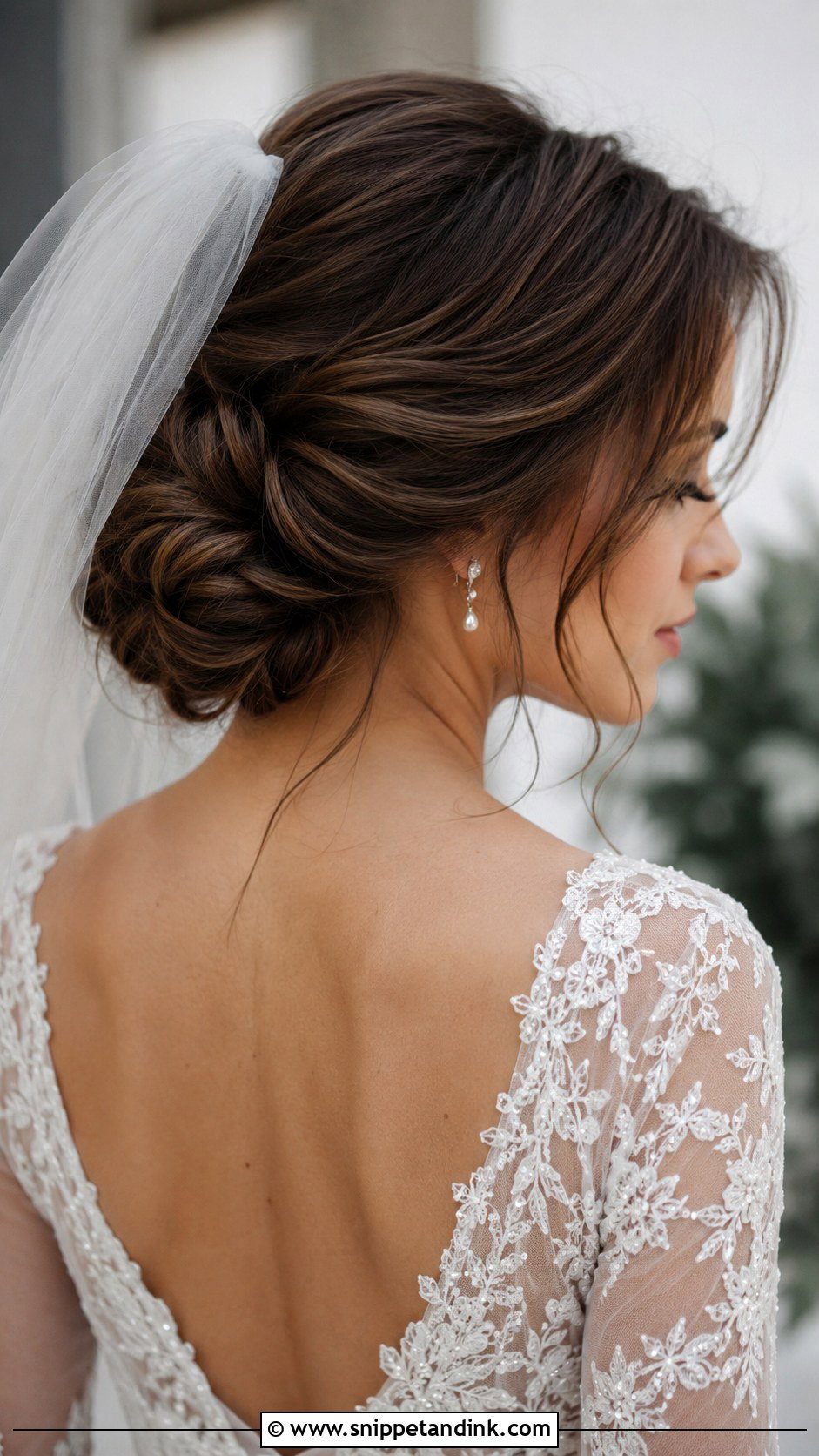 Twisted Low Updo With Veil - Snippet and Ink - 20 Brides Hairstyles with Veil