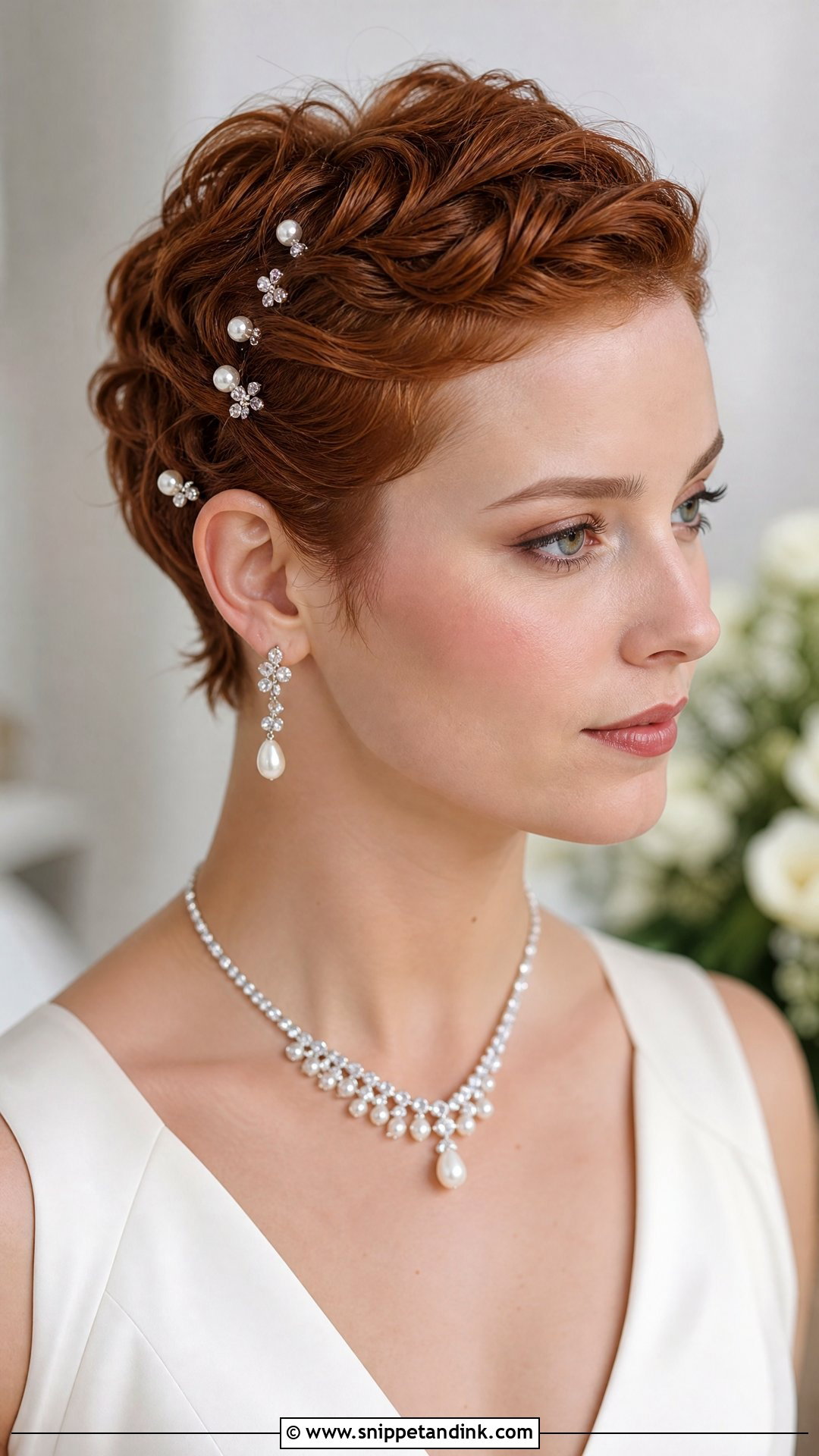 Twisted Pixie With Hairpins - Snippet and Ink - 20 Short Hair Wedding Ideas
