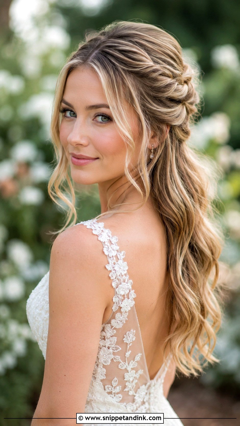 Twisted Rope Braid Half Up - Snippet and Ink - 25 Medium Length Half-Up Half-Down Wedding Hair Ideas