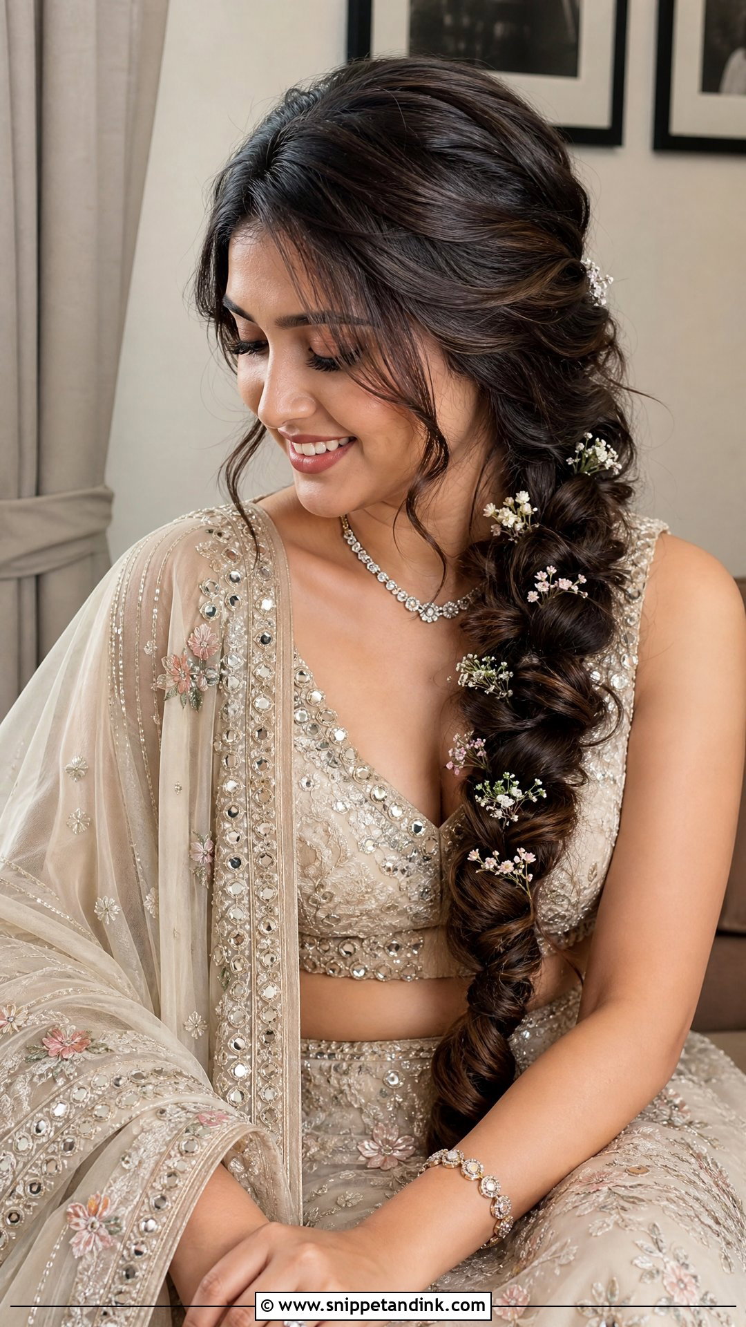 Twisted Side Braid - Snippet and Ink - 20 Sangeet Bridal Hairstyles