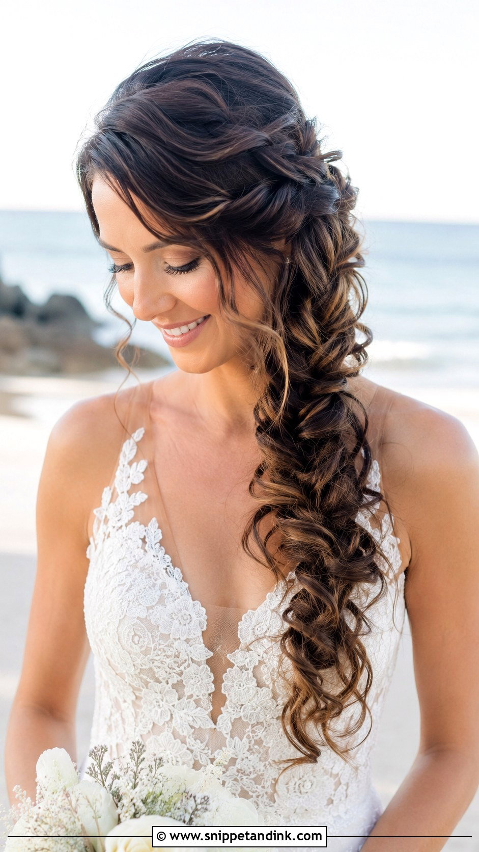 Twisted Side Braid With Curls - Snippet and Ink - 25 Whimsical Wedding Hair Ideas