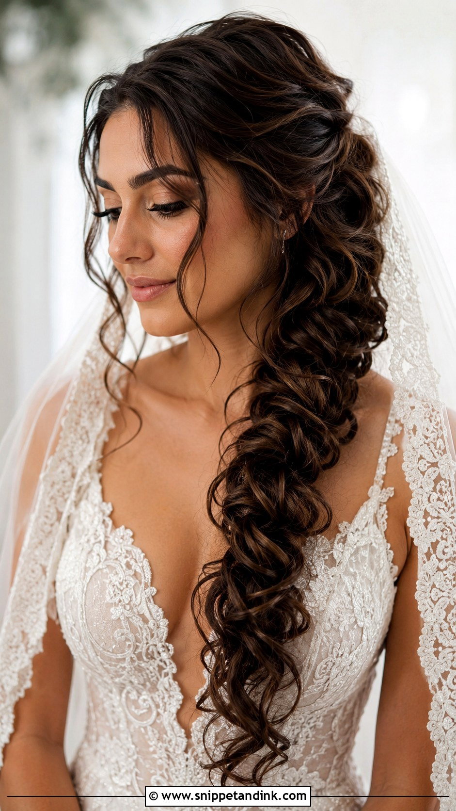 Twisted Side Braid With Curls - Snippet and Ink - 20 Long Curled Hairstyles for Wedding