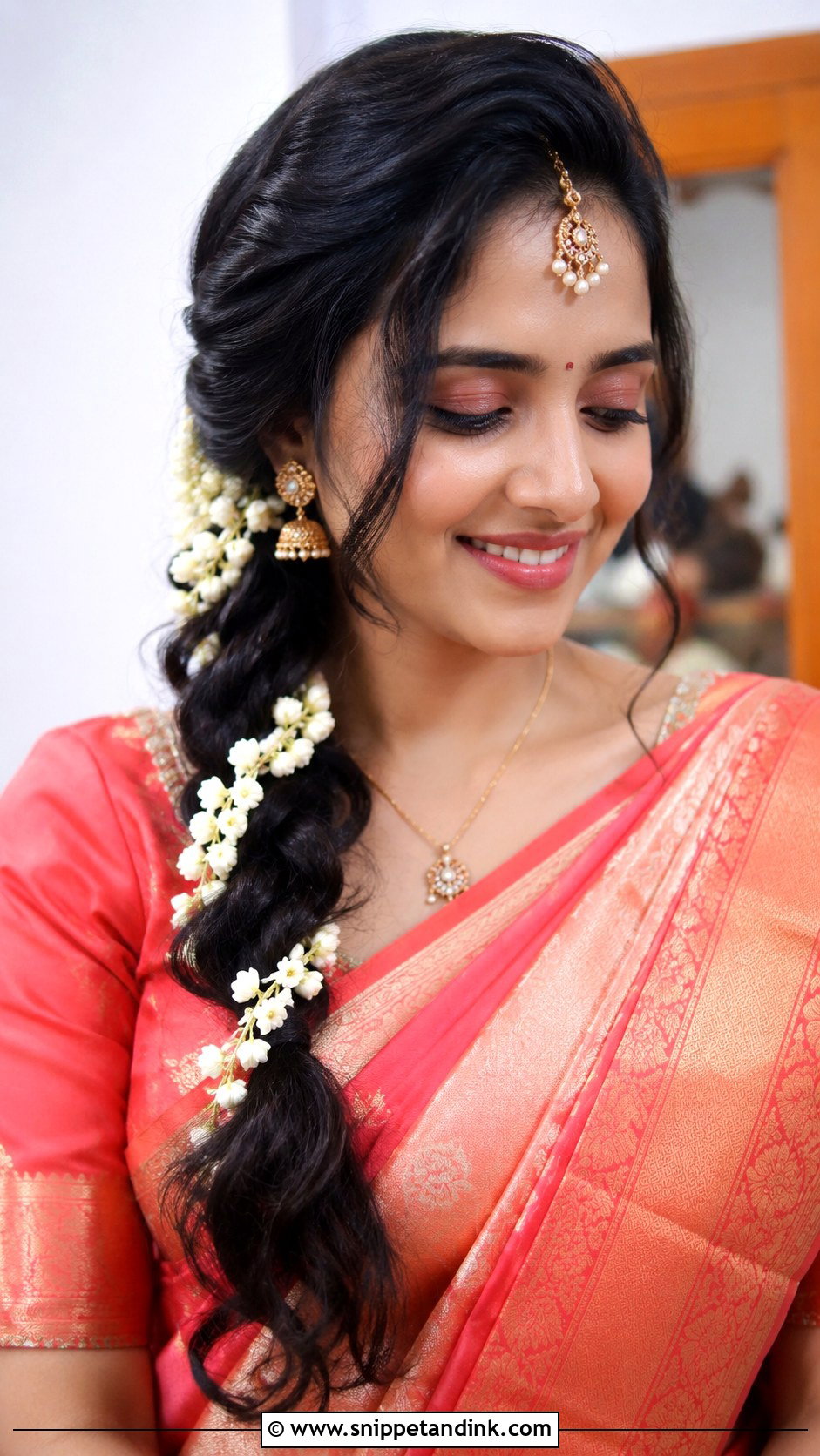 Twisted Side Braid With Gajra - Snippet and Ink - 25 Telugu Bride Hairstyles