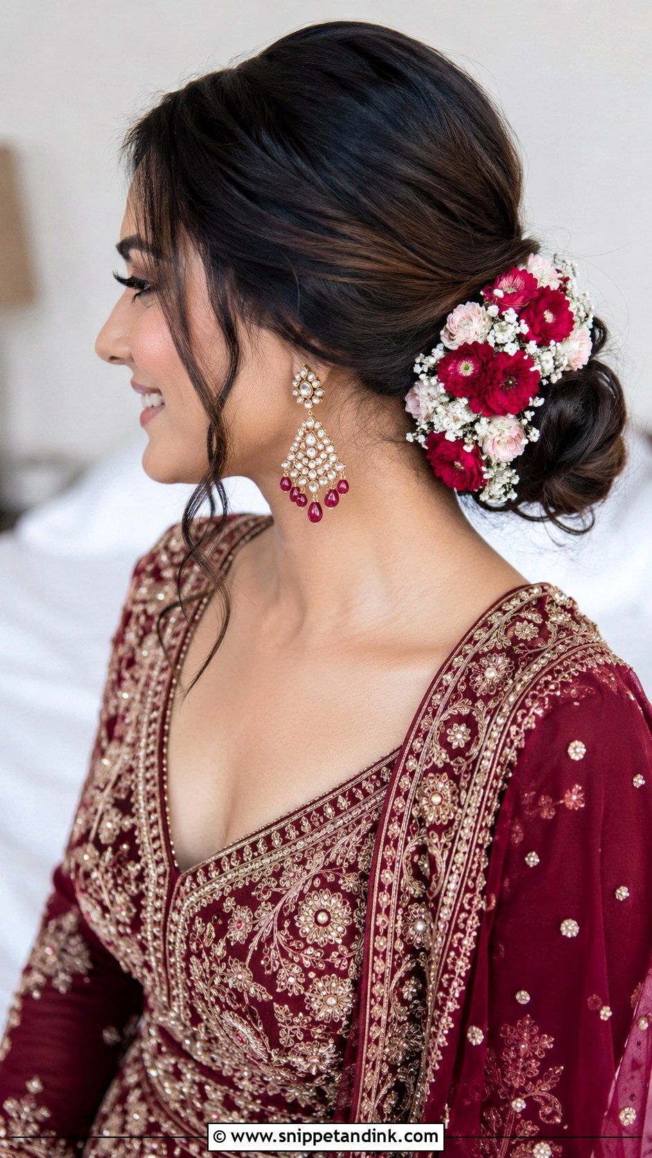 Twisted Side Bun - Snippet and Ink - 25 Desi Wedding Hairstyles