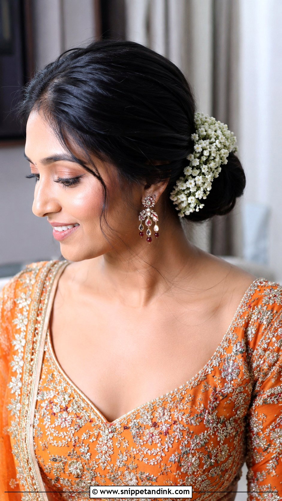 Twisted Side Bun With Gajra - Snippet and Ink - 20 Indian Hairstyles for Marriage Function