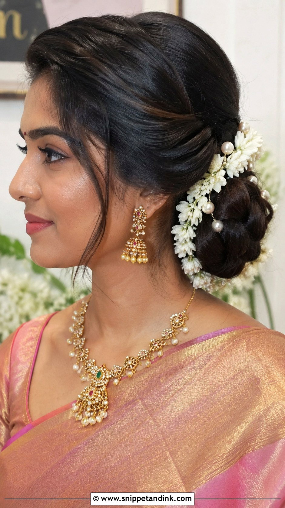Twisted Side Bun With Gajra - Snippet and Ink - 30 Indian Bridal Hairstyles