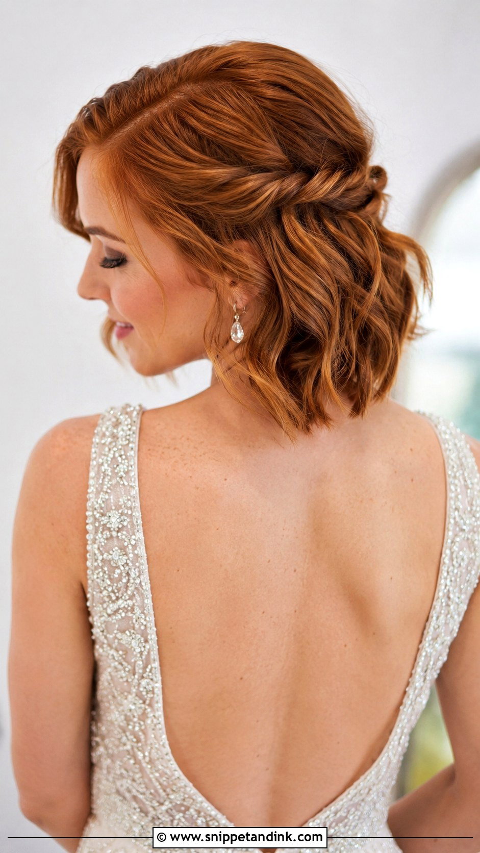 Twisted Side Half Up for Bob Hair - Snippet and Ink - 30 Short Half-Up Half-Down Wedding Hair Ideas