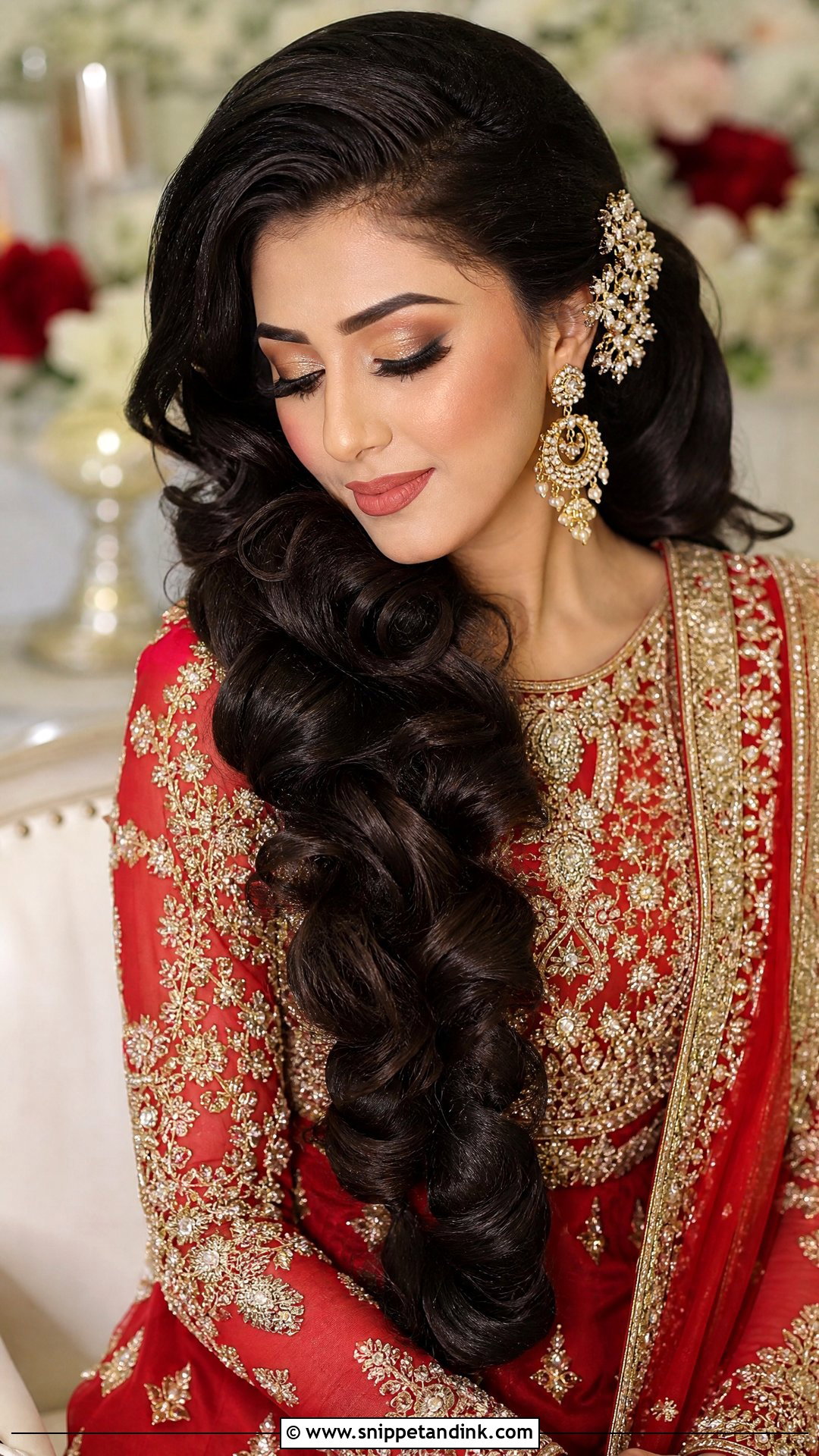 Twisted Side Swept Waves - Snippet and Ink - 20 Pakistani Baraat Hairstyles