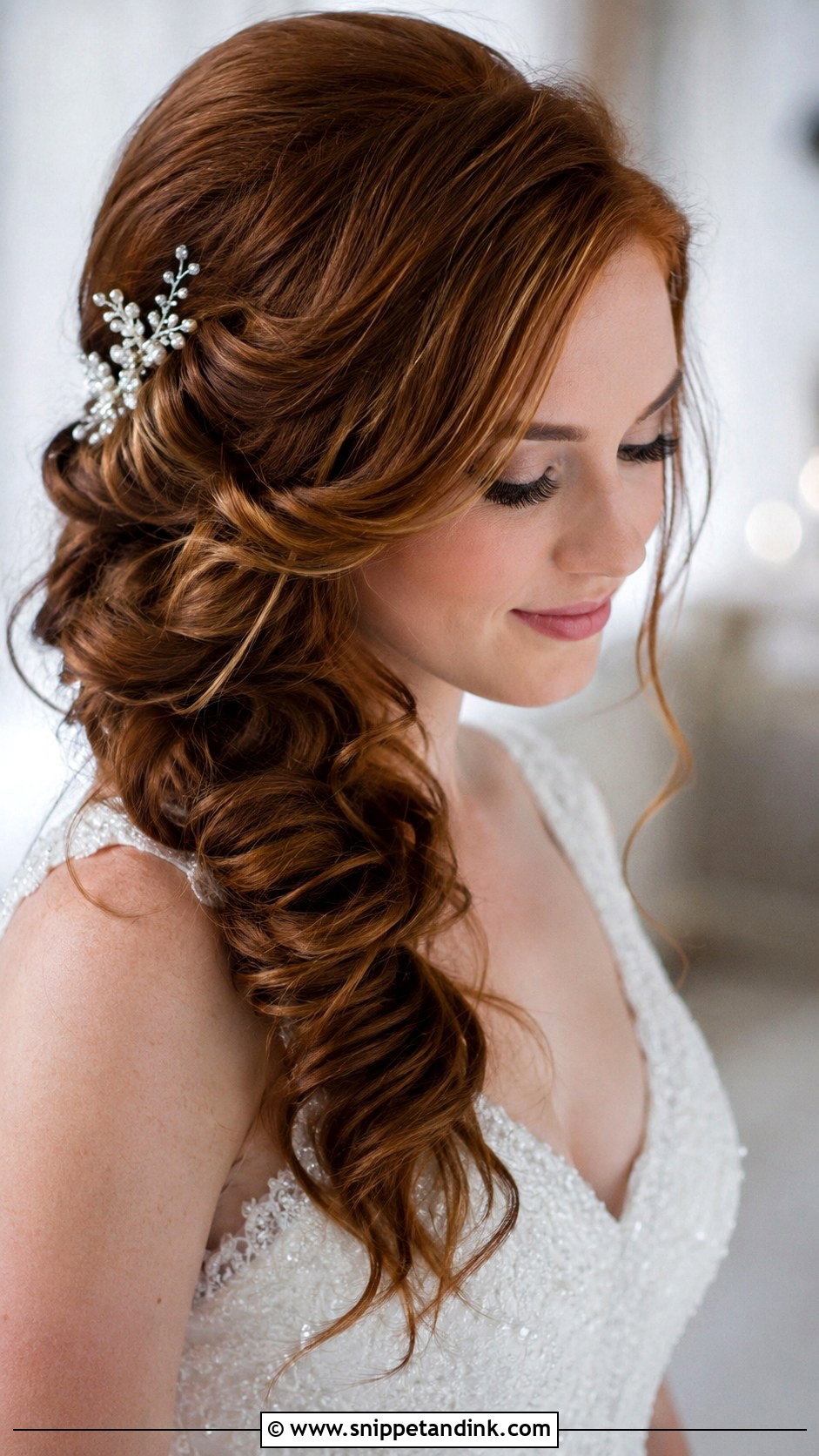 Twisted Side Updo - Snippet and Ink - 25 Shoulder Length Bridal Hair Ideas