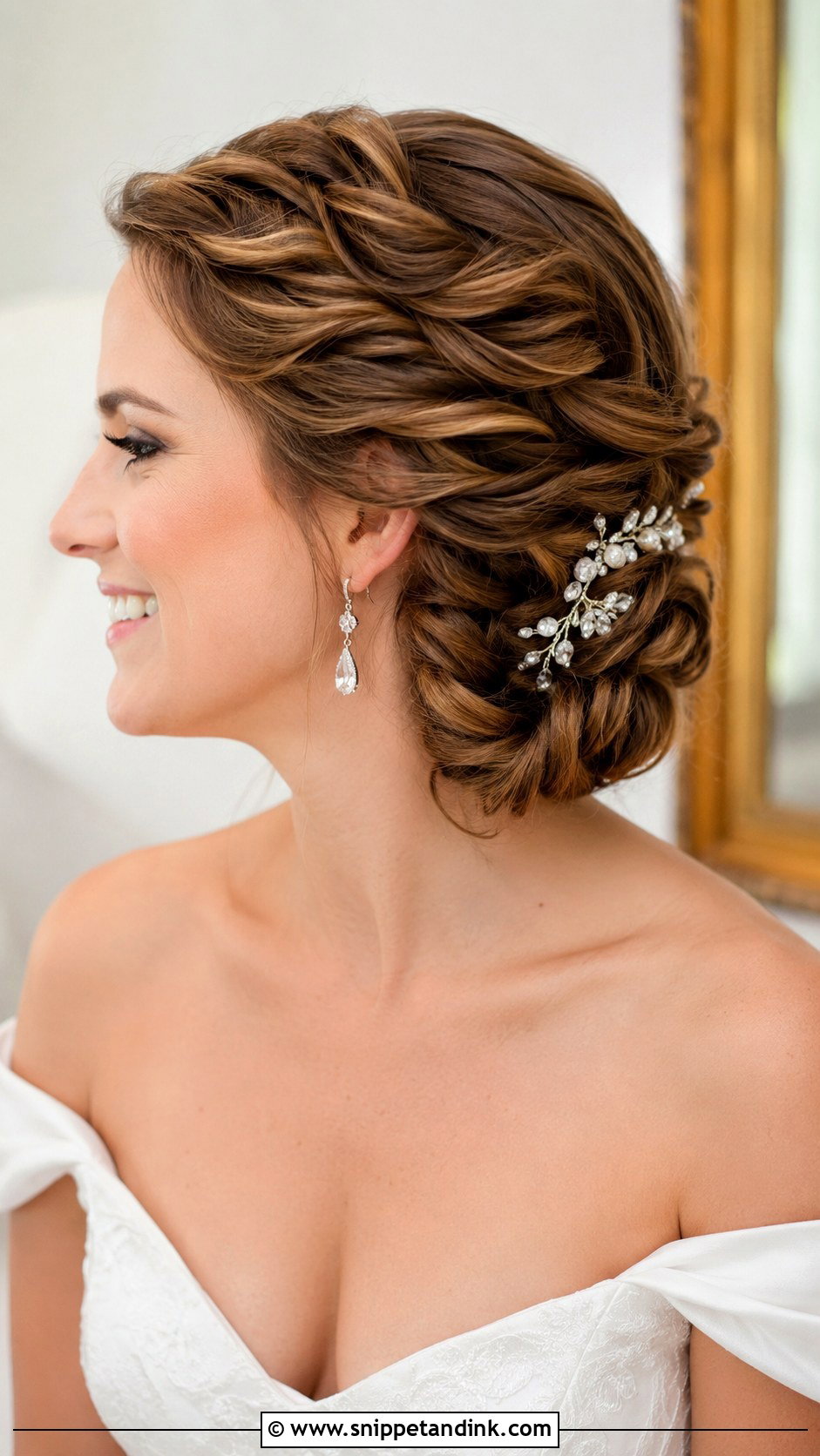 Twisted Side Updo Wedding Hairstyle - Snippet and Ink - 20 Medium Hair Wedding Ideas