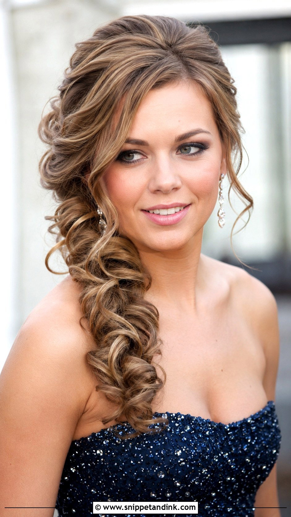 Twisted Side Updo With Curls - Snippet and Ink - 20 Hairstyles for Medium Length Hair Wedding Guest