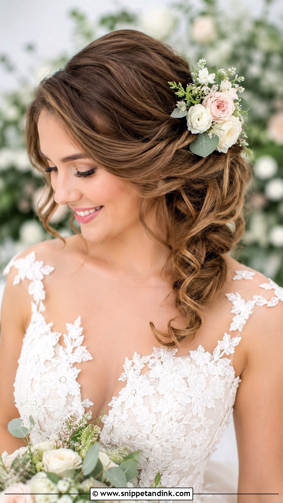 Twisted Side Updo With Florals - Snippet and Ink - 25 Marriage Hairstyles