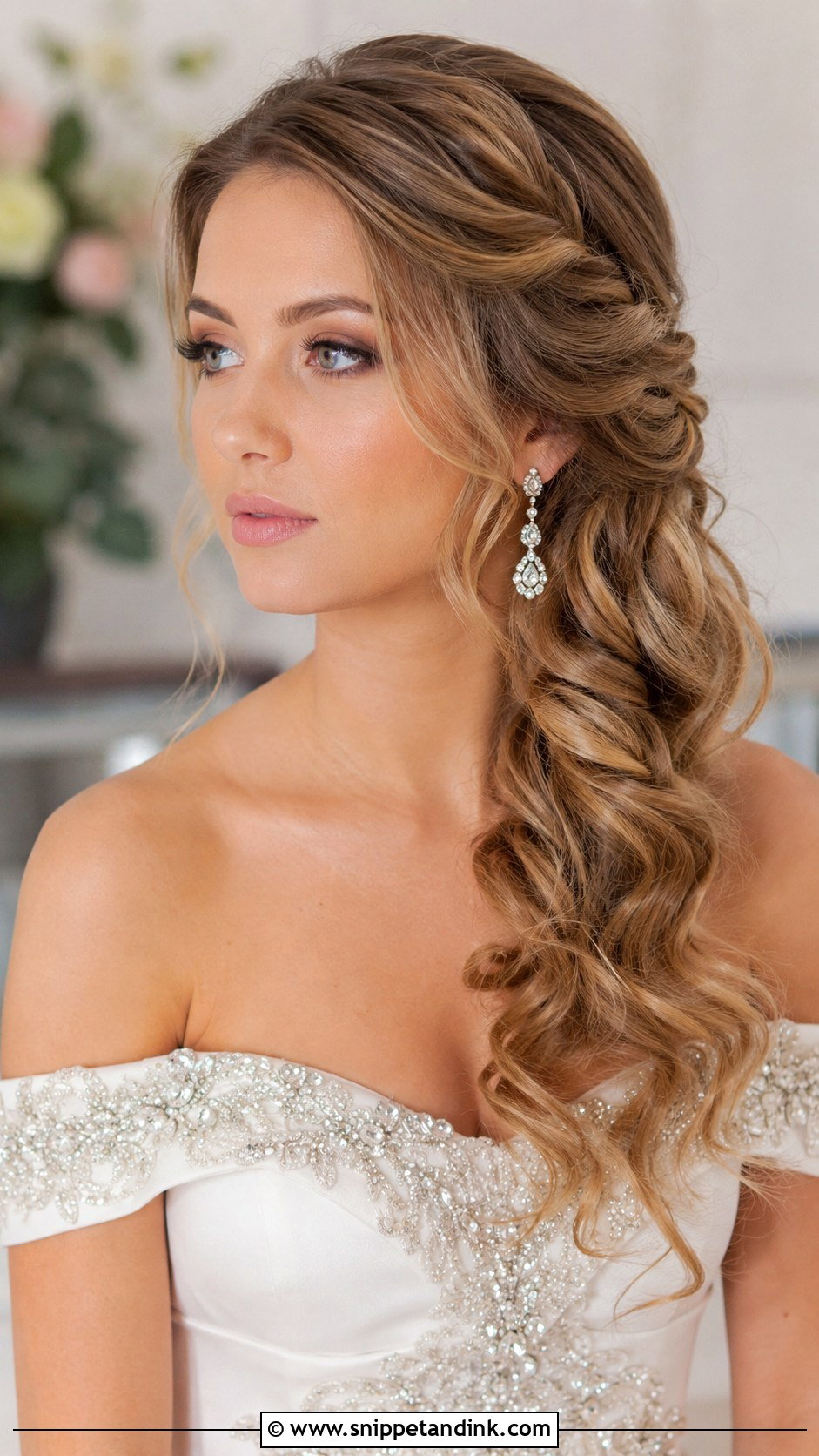 Twisted Side Waves Wedding Hairstyle - Snippet and Ink - 30 Open Hair Wedding Hairstyles