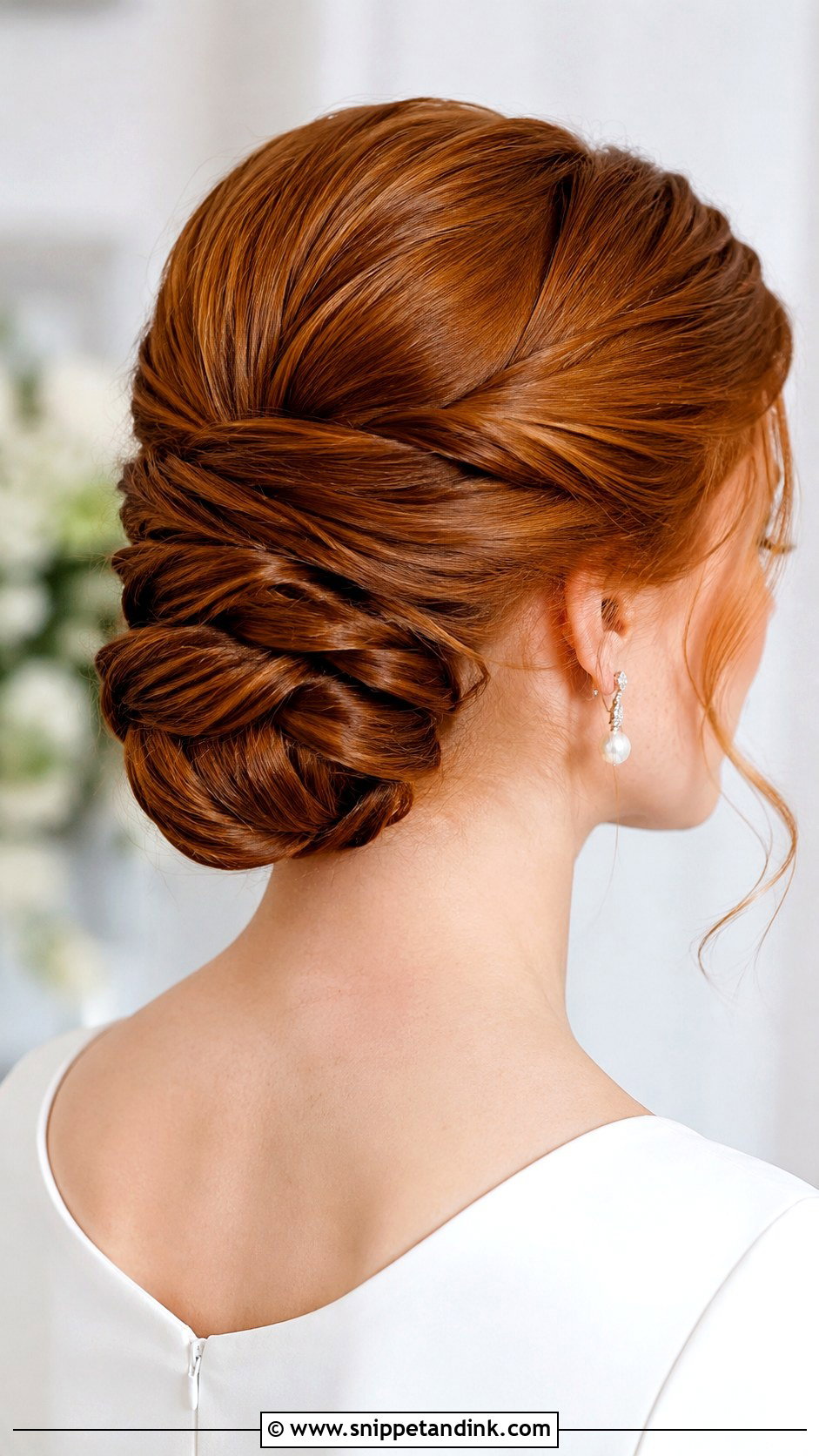 Twisted Slick Low Bun Wedding Hair - Snippet and Ink - 15 Slick Low Bun Wedding Hair Ideas