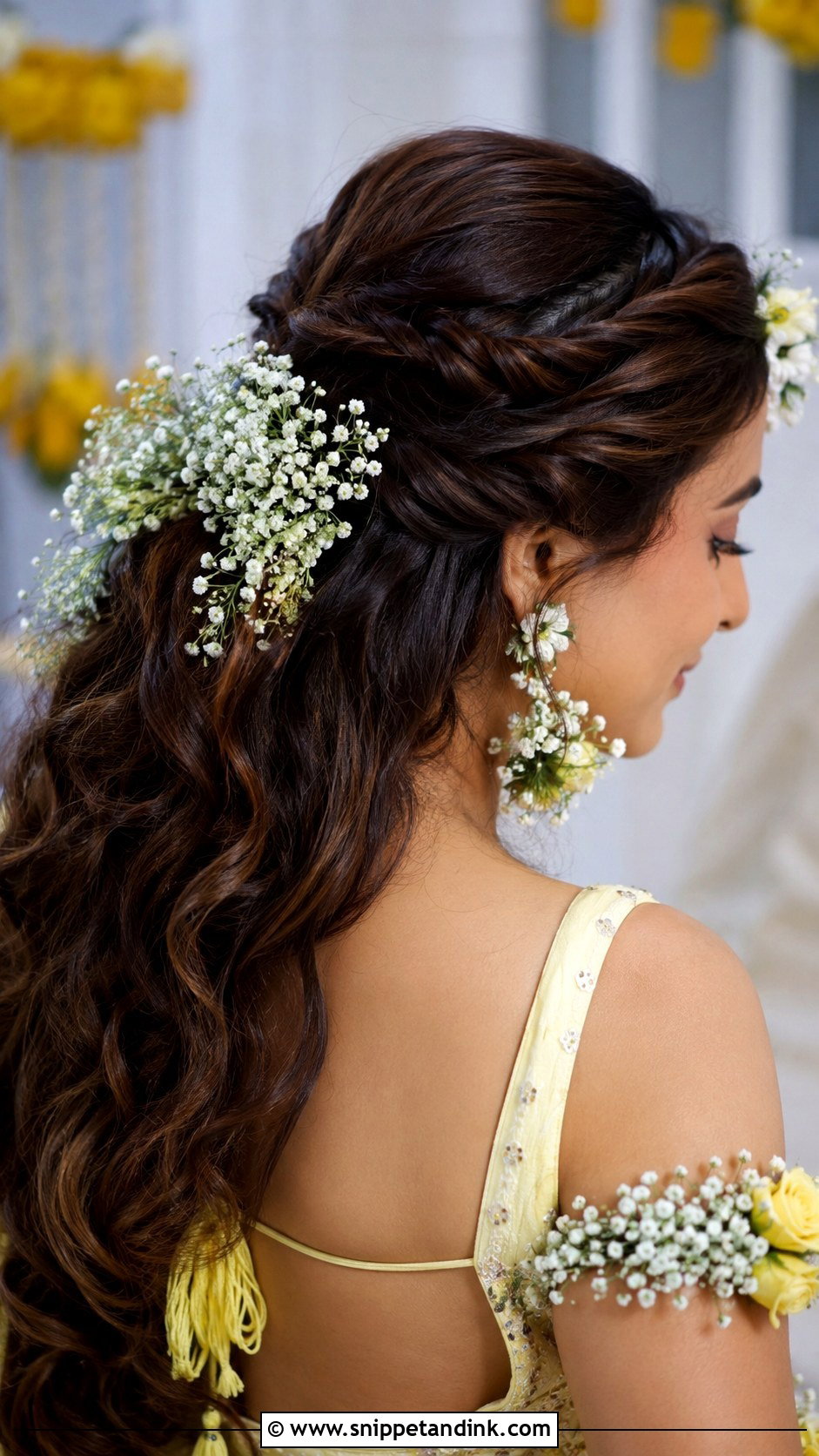 Twisted Temple Locks With Flowers - Snippet and Ink - 25 Indian Front Hair Styles for Wedding