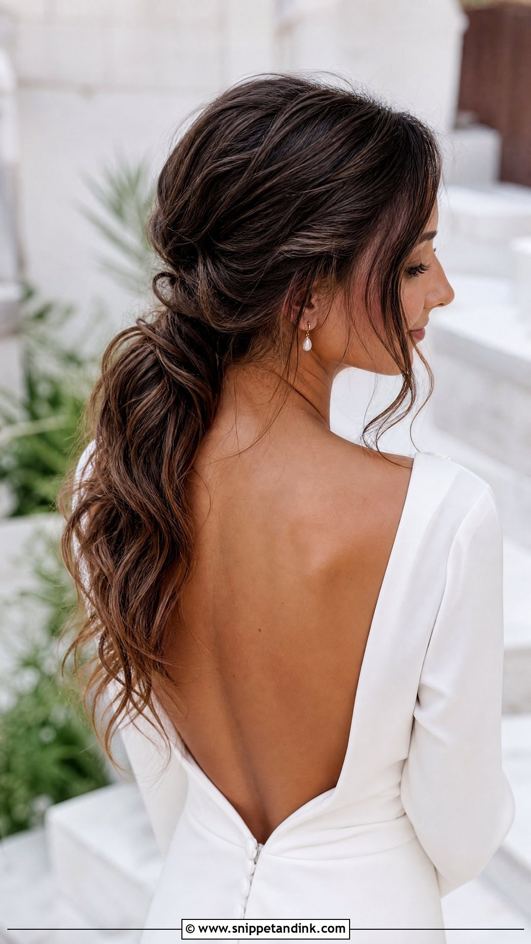 Twisted Textured Ponytail Wedding Hair for Medium Hair - Snippet and Ink - 20 Medium Hair Wedding Styles