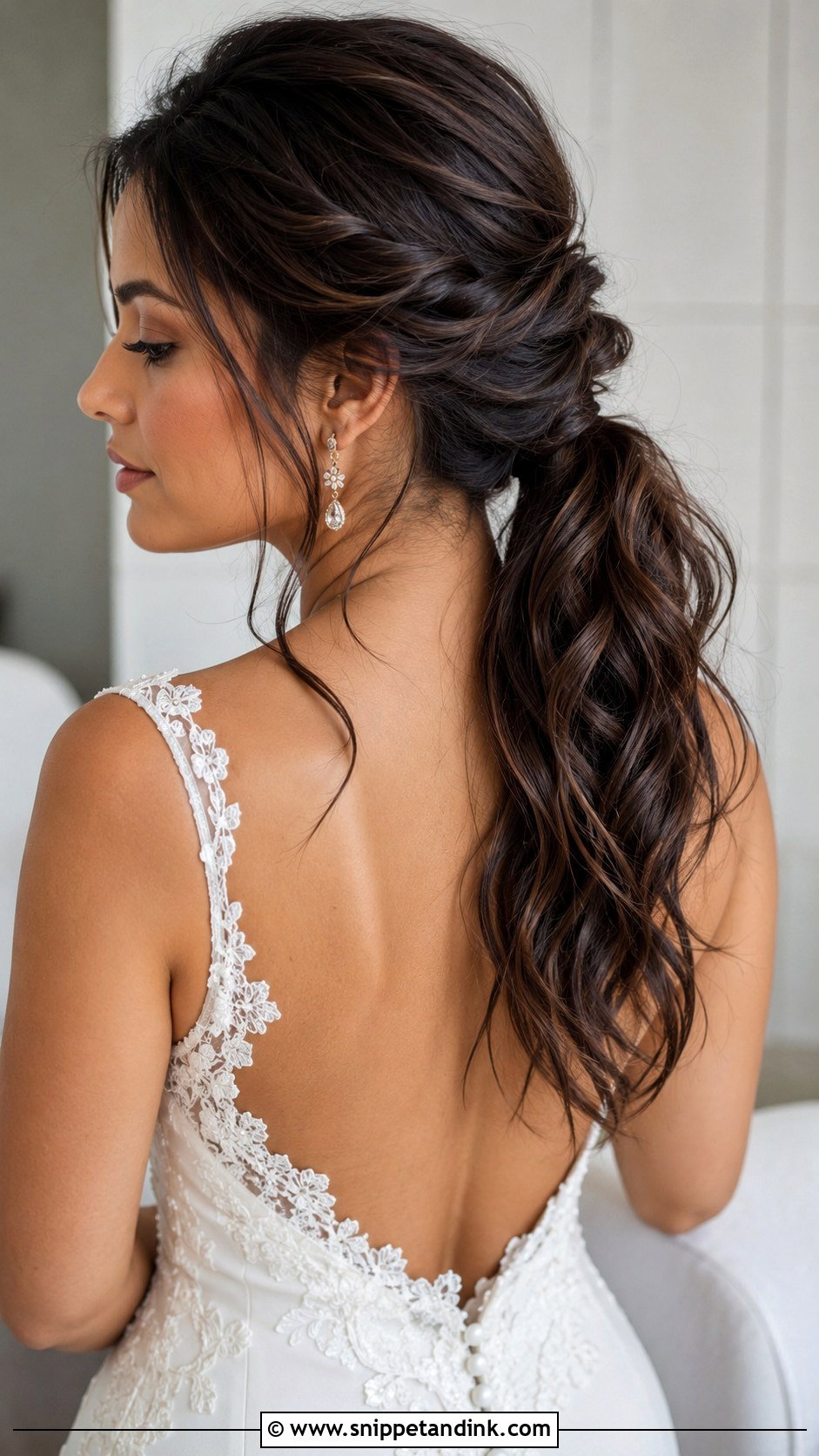Twisted Textured Ponytail for Medium Hair - Snippet and Ink - 20 Wedding Hair for Shoulder Length Hair Ideas