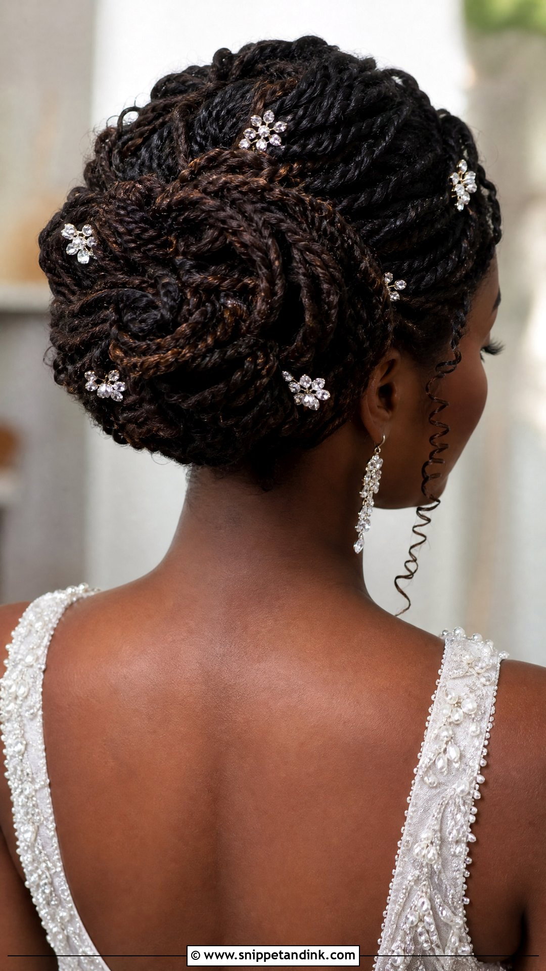 Twisted Updo Bun With Accessories - Snippet and Ink - 20 Wedding Bun Hairstyles for Black Women