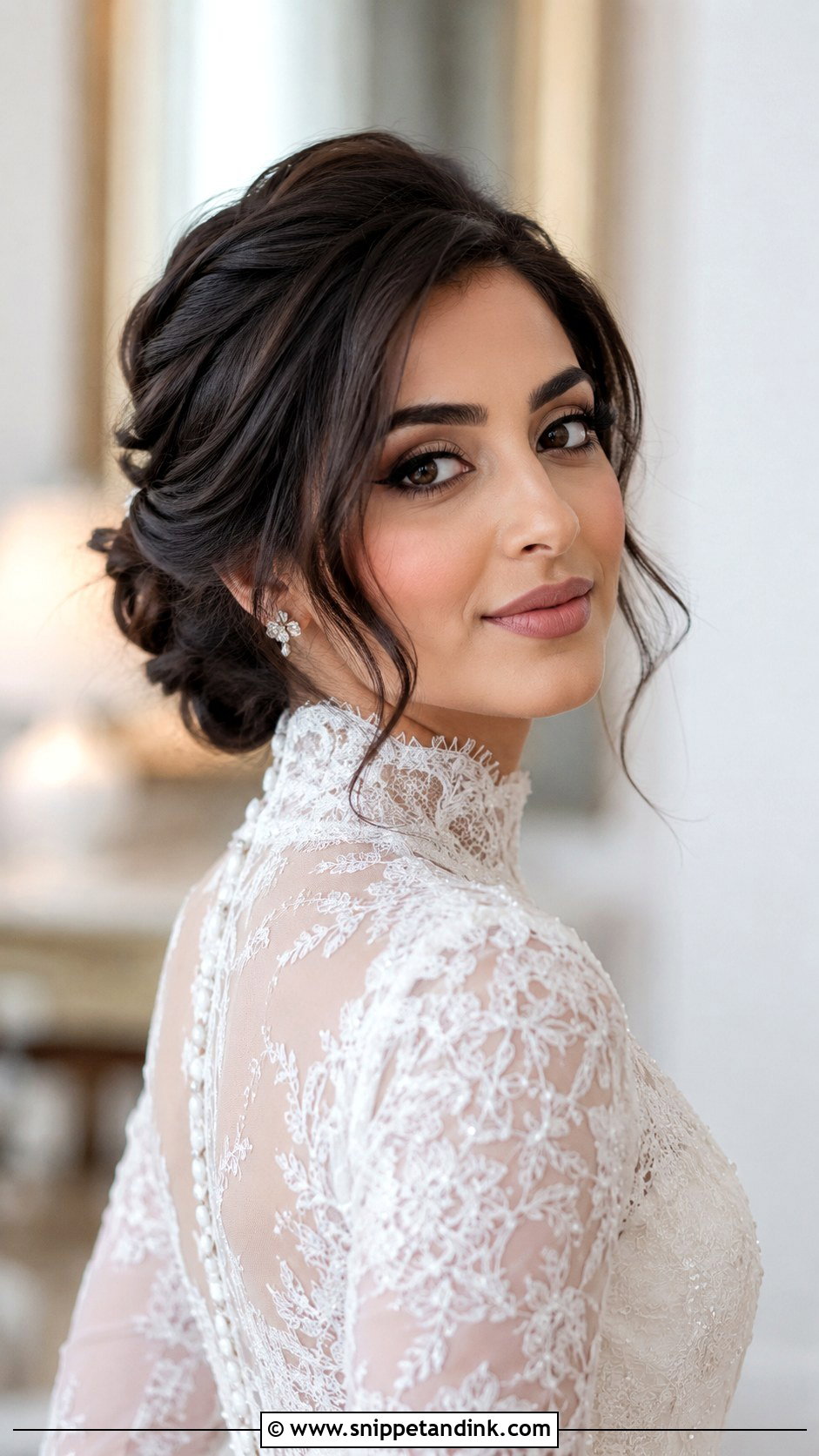 Twisted Updo For High Neck Wedding Dress - Snippet and Ink - 20 High Neck Wedding Hairstyles