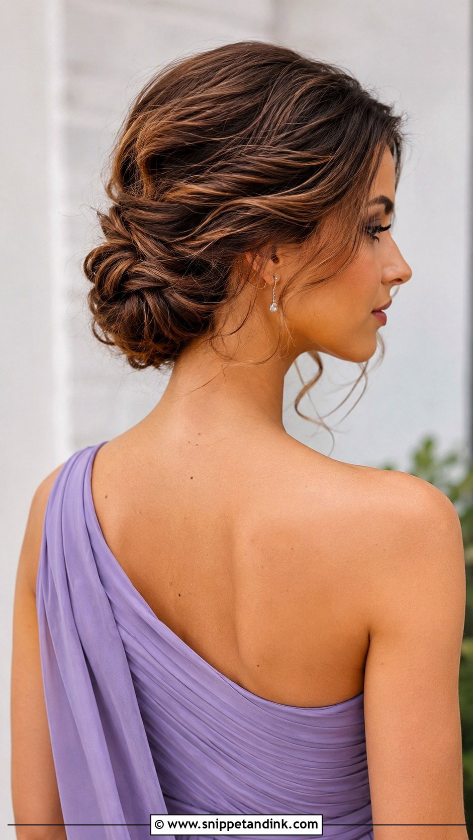 Twisted Updo For One Shoulder Dress - Snippet and Ink - 20 Bridesmaid Hairstyles One Shoulder Dress