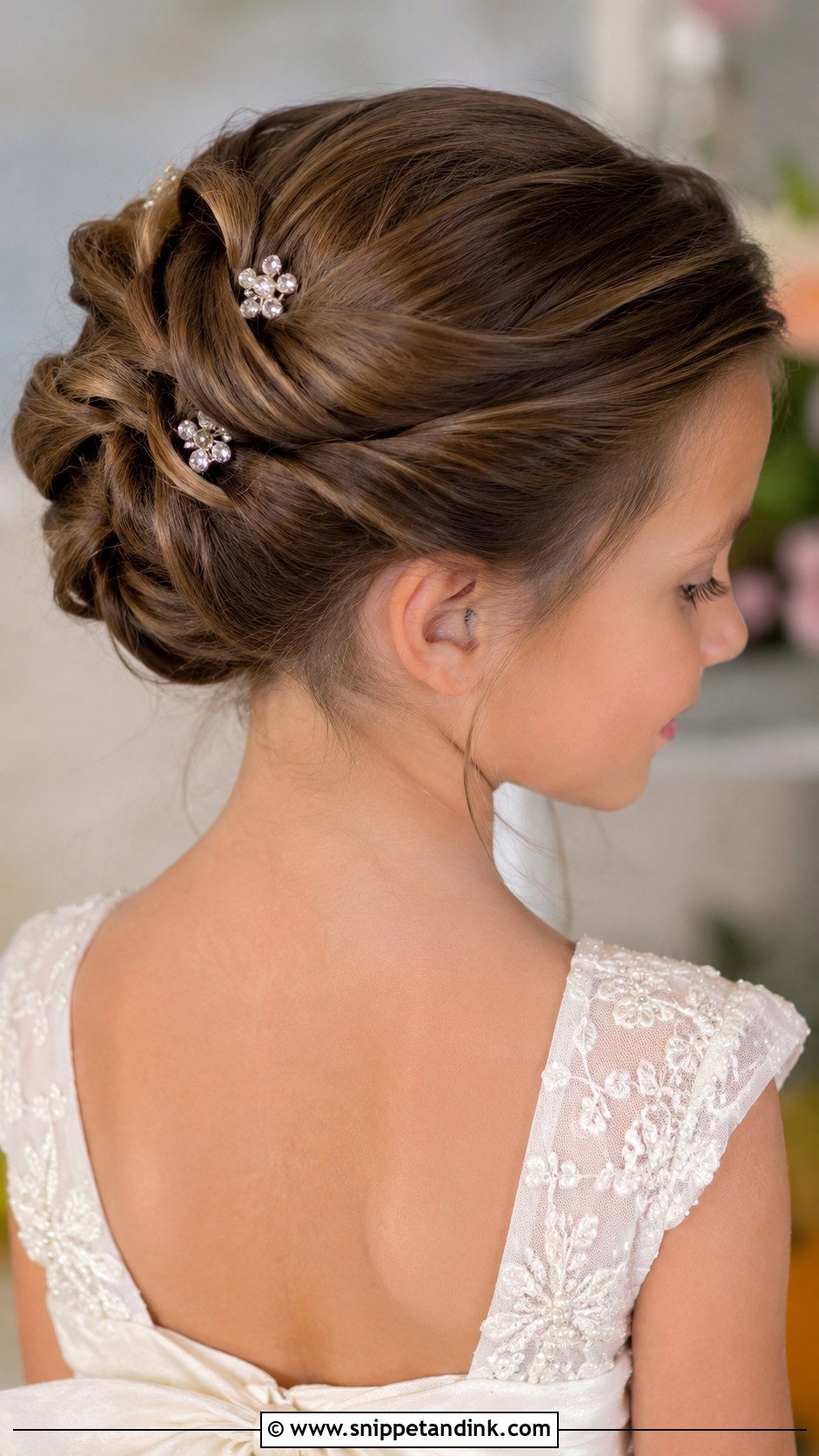 Twisted Updo Hairstyle - Snippet and Ink - 25 Kids Girls Wedding Hairstyles