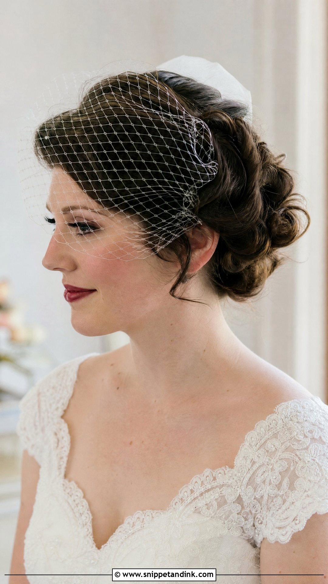 Twisted Updo With Birdcage Veil - Snippet and Ink - 20 Bridal Updo with Headpiece Ideas
