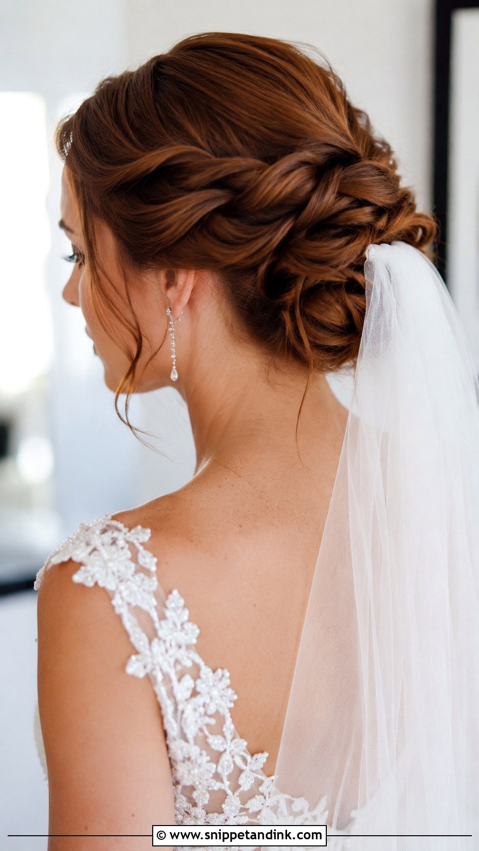Twisted Updo With Cathedral Veil - Snippet and Ink - 25 Cathedral Veil Hairstyle Ideas