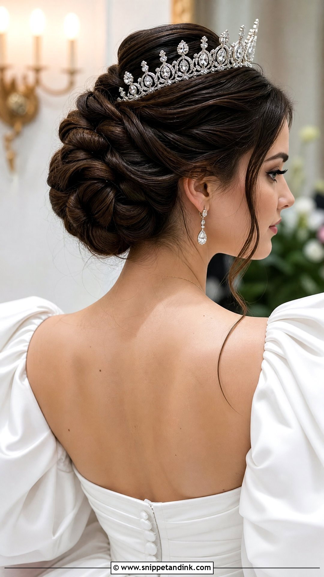 Twisted Updo With Crown - Snippet and Ink - 20 Princess Wedding Hair Ideas